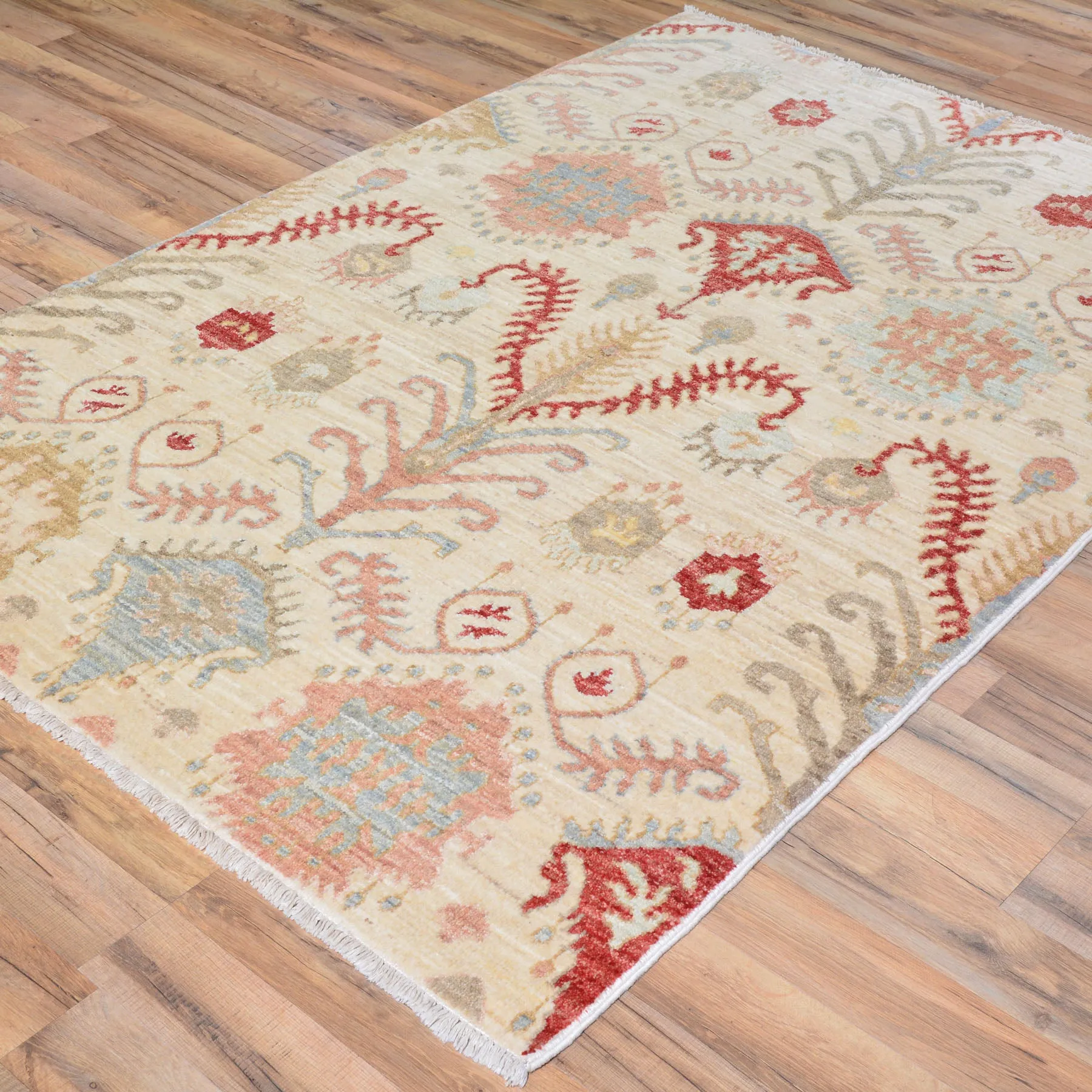 Hand-Knotted Oriental Ikat Design Chobi Wool Handmade Rug (Size 4.2 X 6.3) Cwral-2412