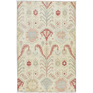 Hand-Knotted Oriental Ikat Design Chobi Wool Handmade Rug (Size 4.2 X 6.3) Cwral-2412