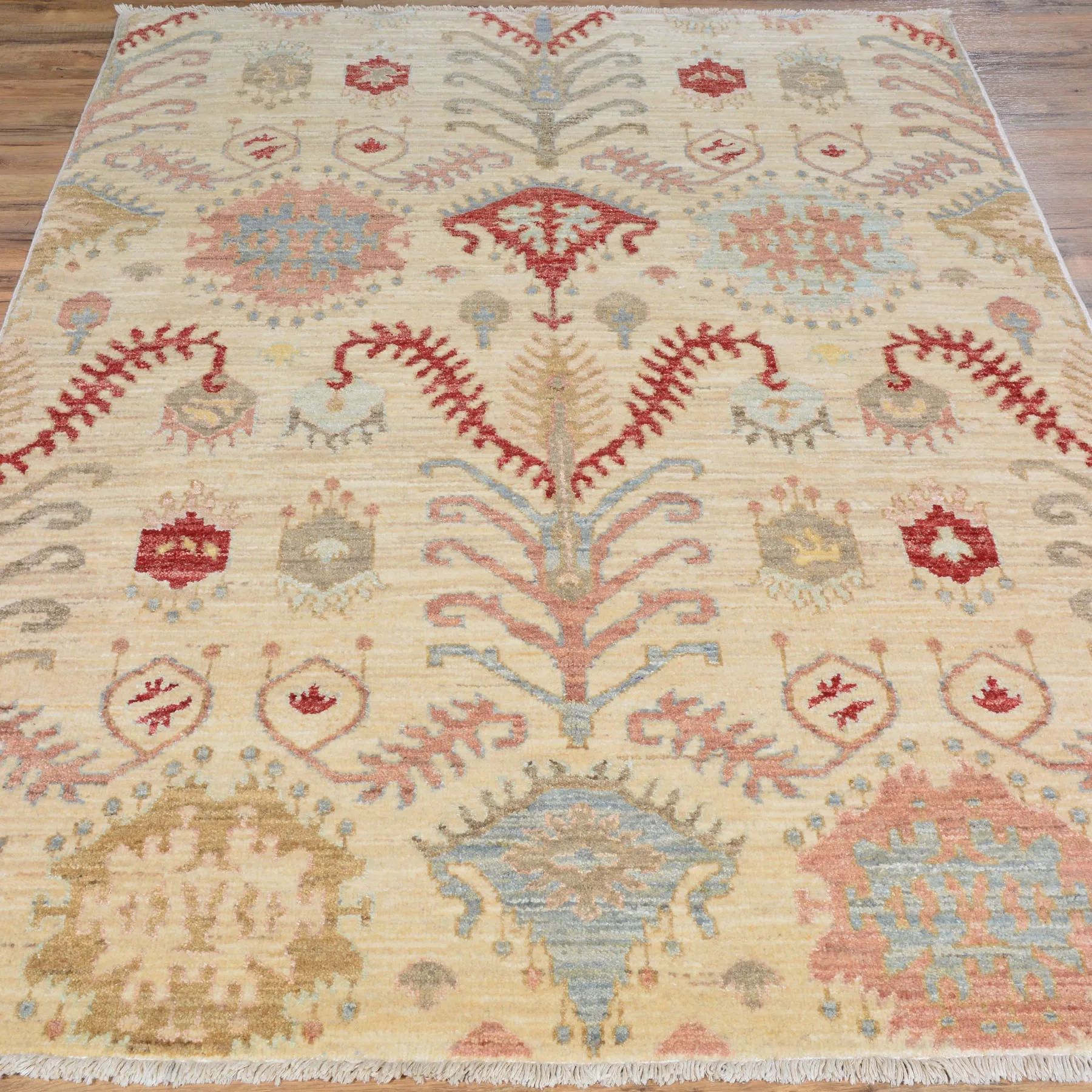 Hand-Knotted Oriental Ikat Design Chobi Wool Handmade Rug (Size 4.2 X 6.3) Cwral-2412