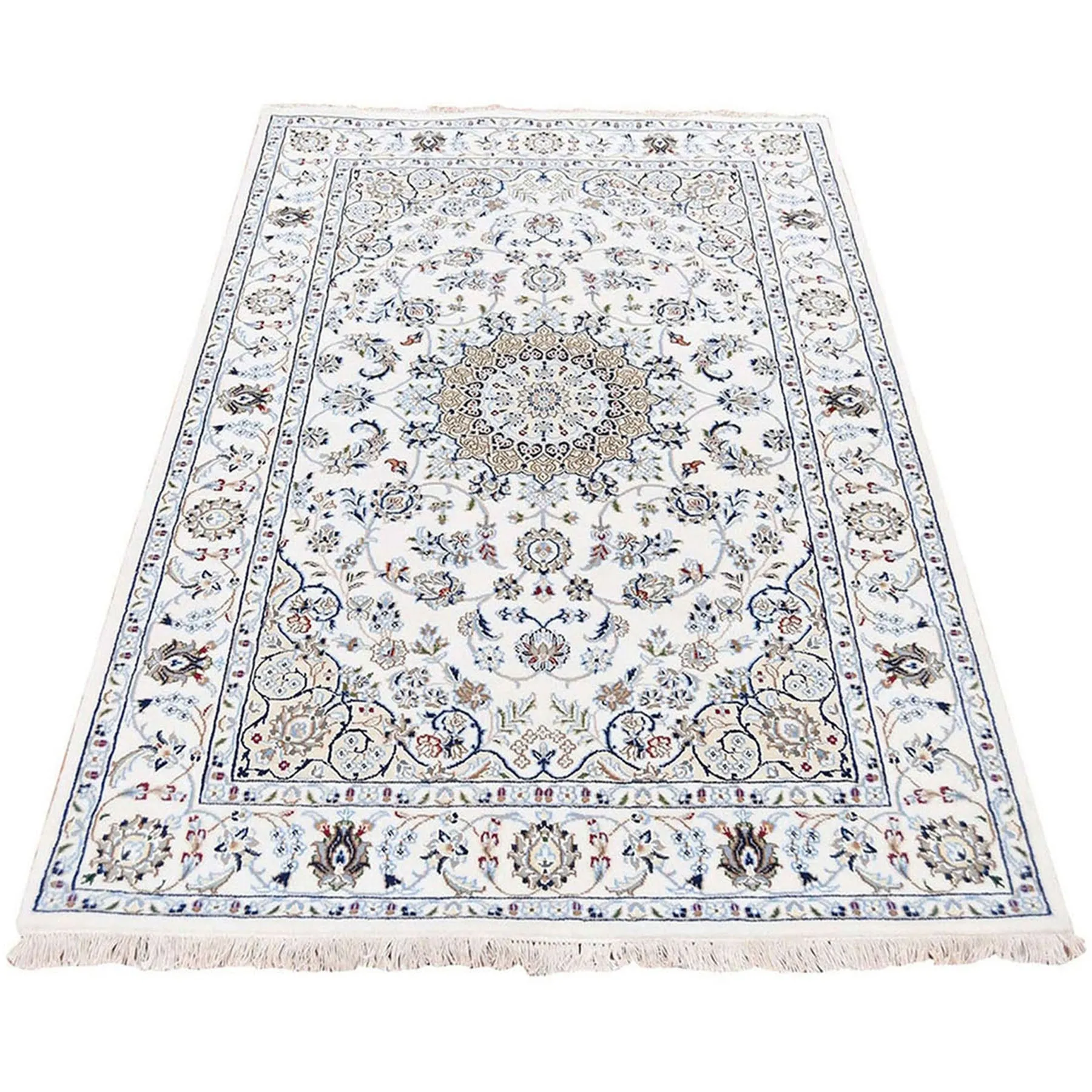 Hand-Knotted Oriental Indo Nain Design Wool & Silk Handmade Rug (Size 4.2 X 6.2) Cwral-7668