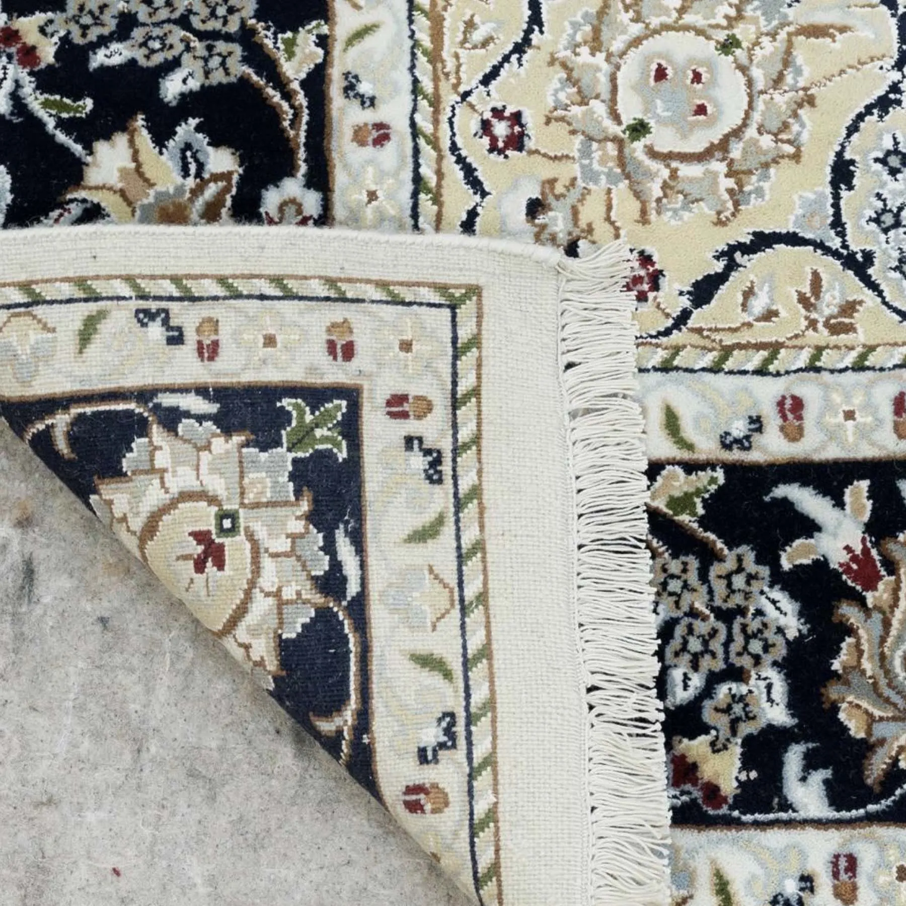Hand-Knotted Oriental Indo Nain Design Wool & Silk Handmade Rug (Size 5.10 X 9.1) Cwral-10581