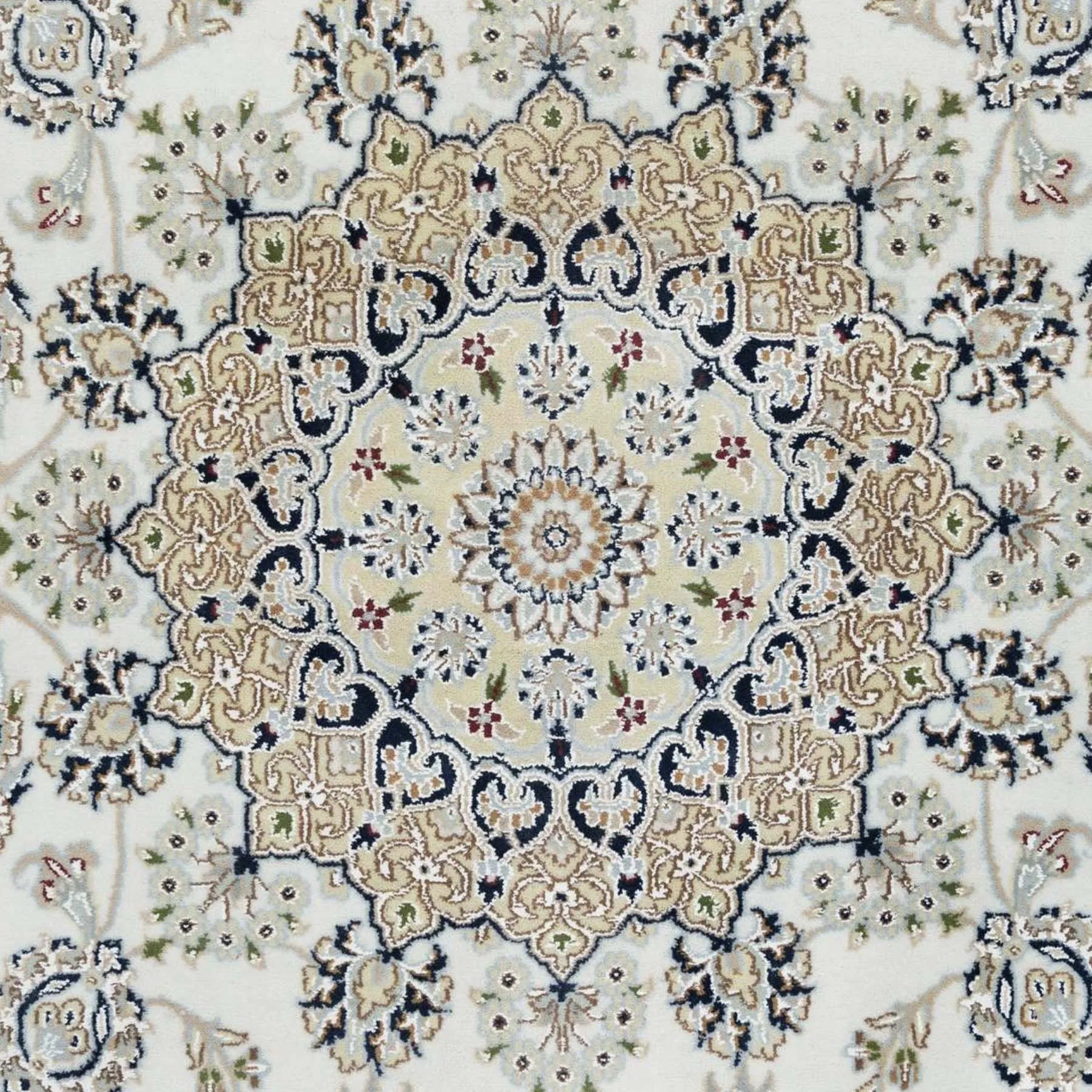 Hand-Knotted Oriental Indo Nain Design Wool & Silk Handmade Rug (Size 5.10 X 9.1) Cwral-10581
