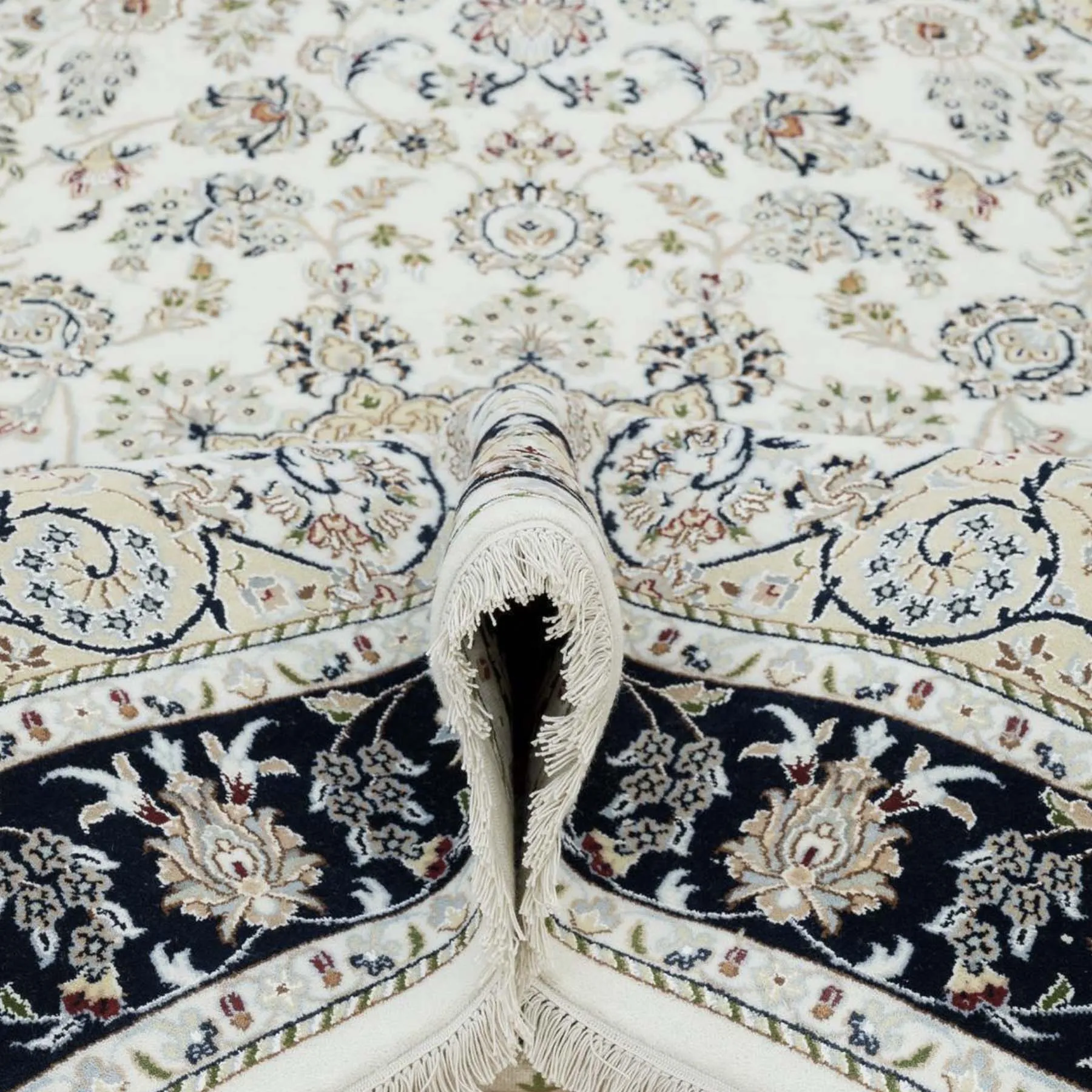 Hand-Knotted Oriental Indo Nain Design Wool & Silk Handmade Rug (Size 5.10 X 9.1) Cwral-10581