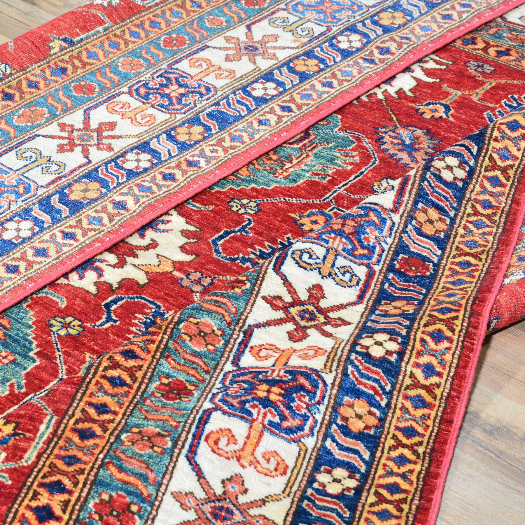 Hand-Knotted Oriental Kazak Design Wool Handmade Rug (Size 6.0 X 6.4) Cwral-8073