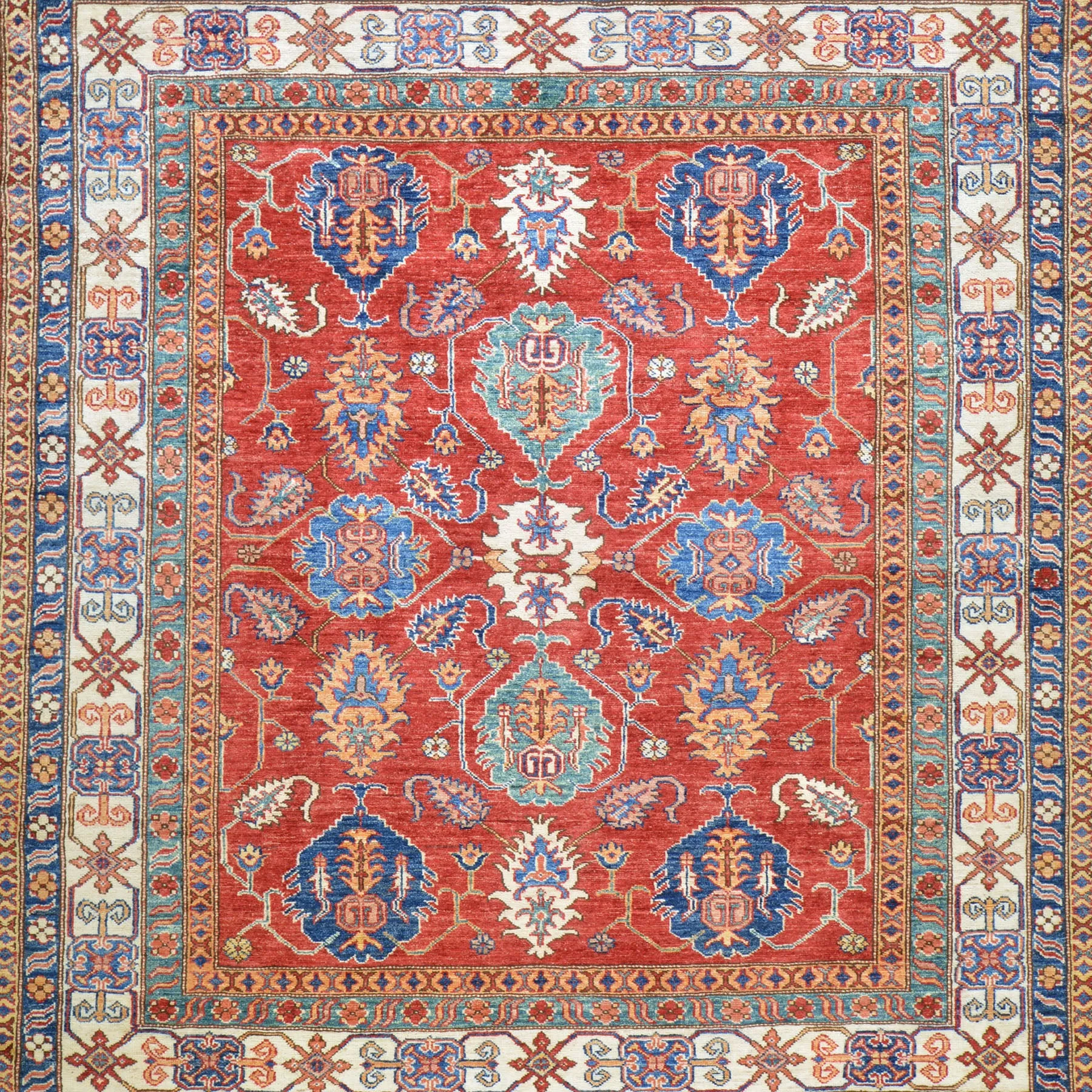 Hand-Knotted Oriental Kazak Design Wool Handmade Rug (Size 6.0 X 6.4) Cwral-8073