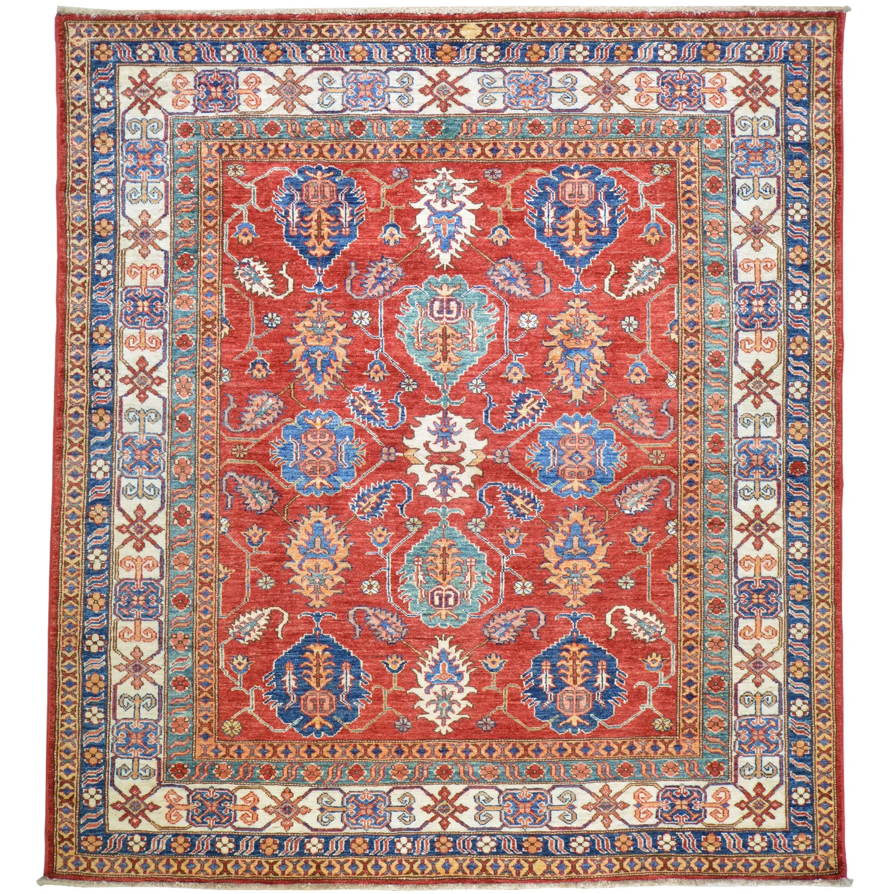 Hand-Knotted Oriental Kazak Design Wool Handmade Rug (Size 6.0 X 6.4) Cwral-8073