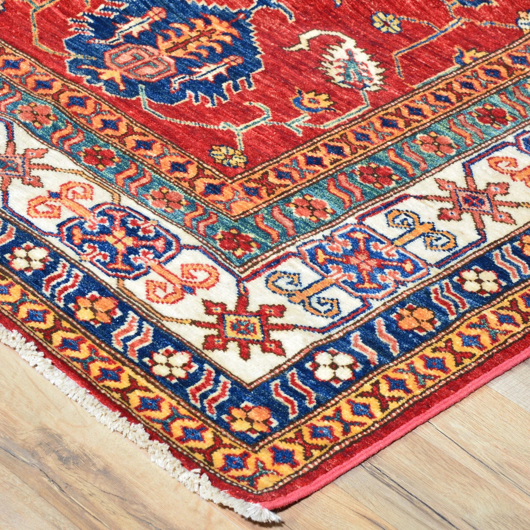 Hand-Knotted Oriental Kazak Design Wool Handmade Rug (Size 6.0 X 6.4) Cwral-8073