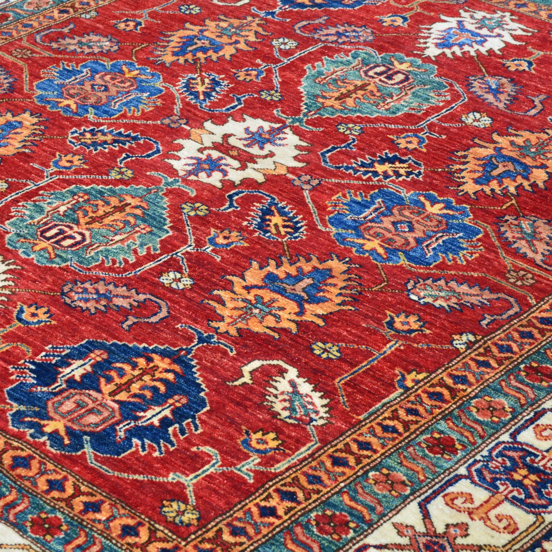 Hand-Knotted Oriental Kazak Design Wool Handmade Rug (Size 6.0 X 6.4) Cwral-8073