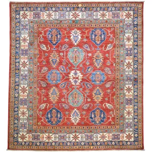 Hand-Knotted Oriental Kazak Design Wool Handmade Rug (Size 6.0 X 6.4) Cwral-8073