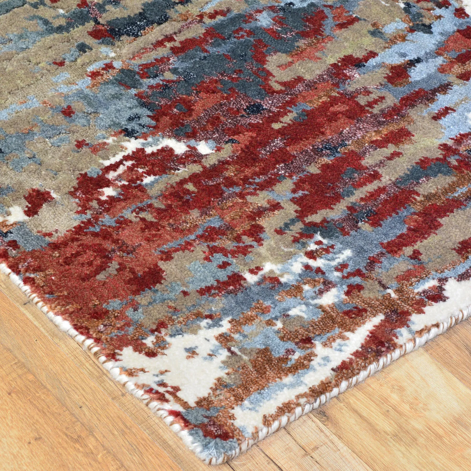 Hand-Knotted Oriental Modern Design Handmade Wool & Silk  Rug (Size 2.0 X 2.11) Cwral-7890