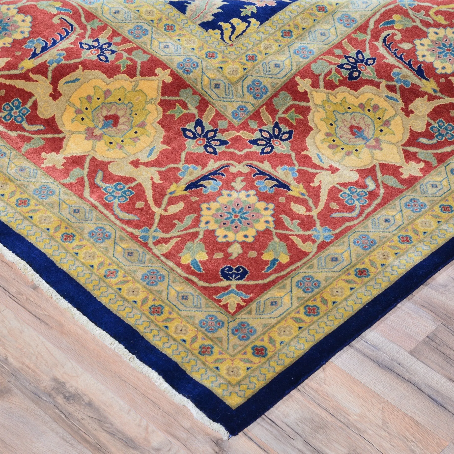 Hand-Knotted Oriental New Zealand Wool Sarouk Design Handmade Rug (Size 9.0 X 11.7) Brral-1269