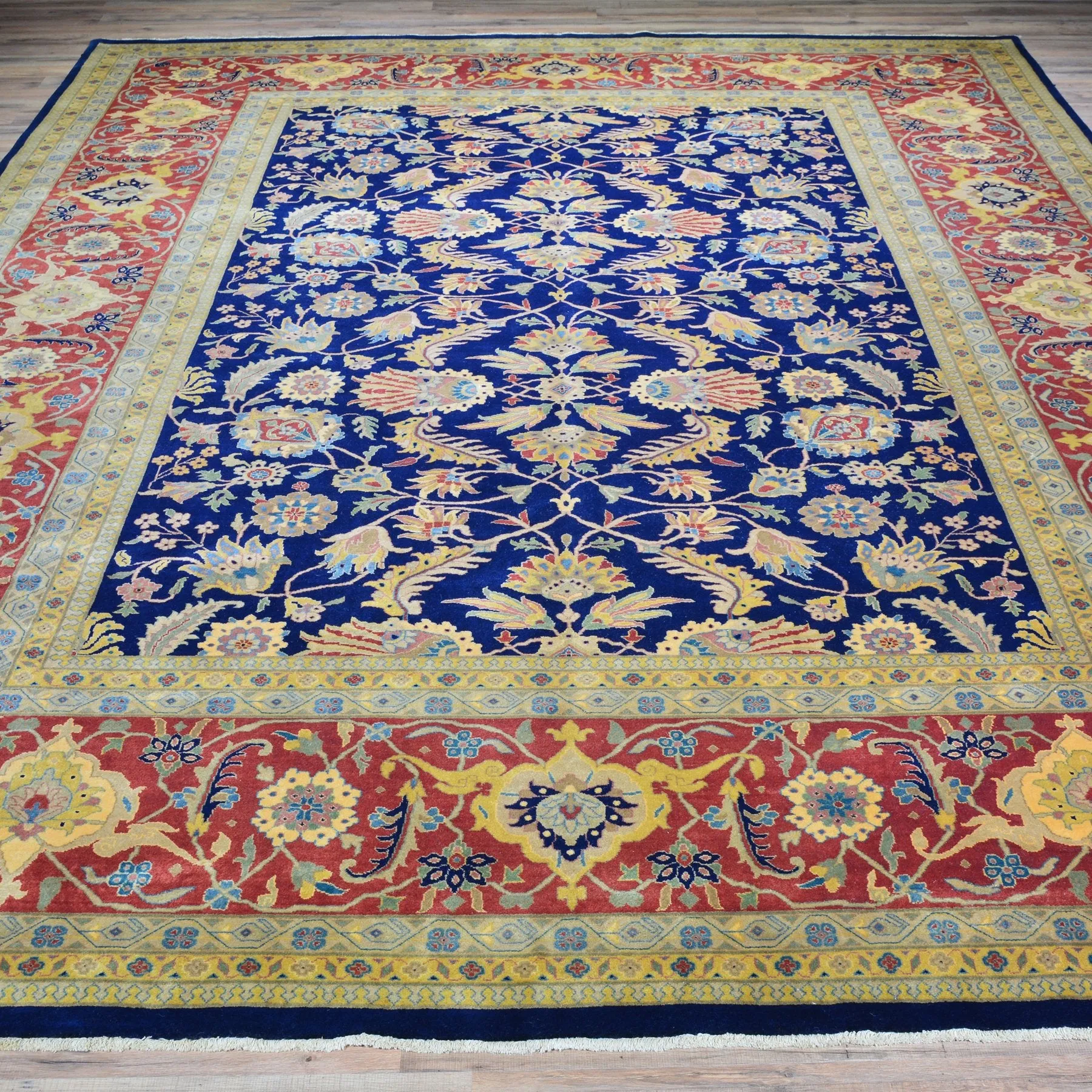 Hand-Knotted Oriental New Zealand Wool Sarouk Design Handmade Rug (Size 9.0 X 11.7) Brral-1269