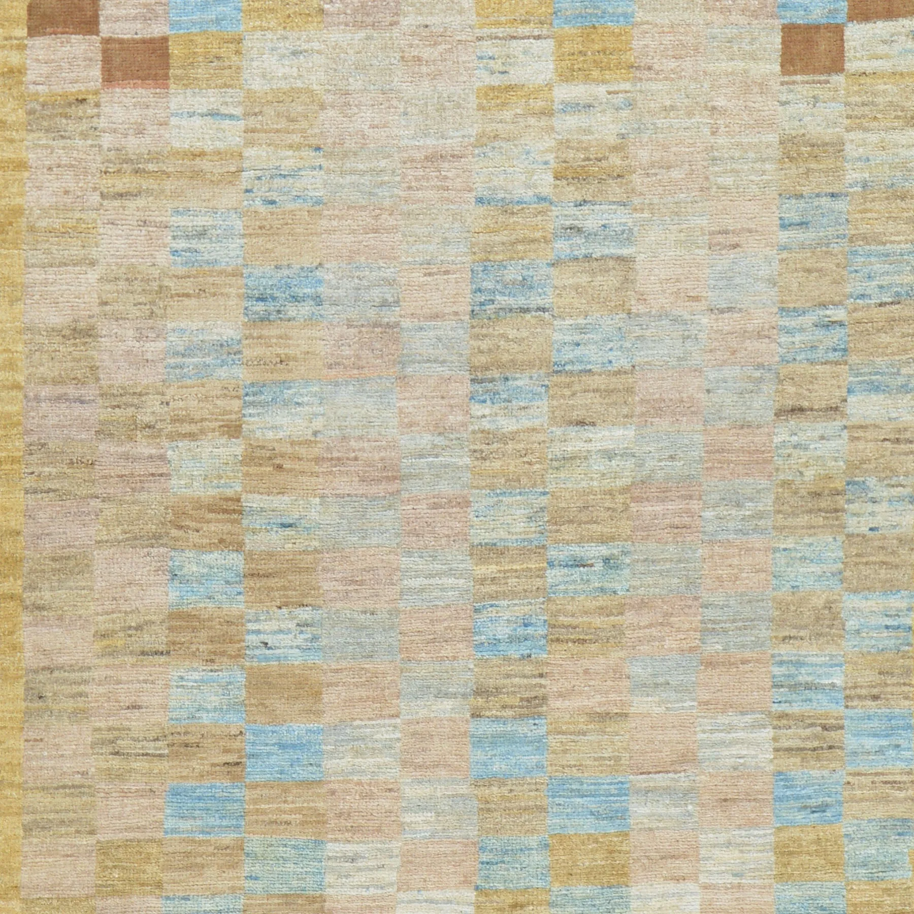 Hand-Knotted Oriental Peshawar Checker Design Gabbeh Wool Rug (Size 3.2 X 5.0) Brral-444