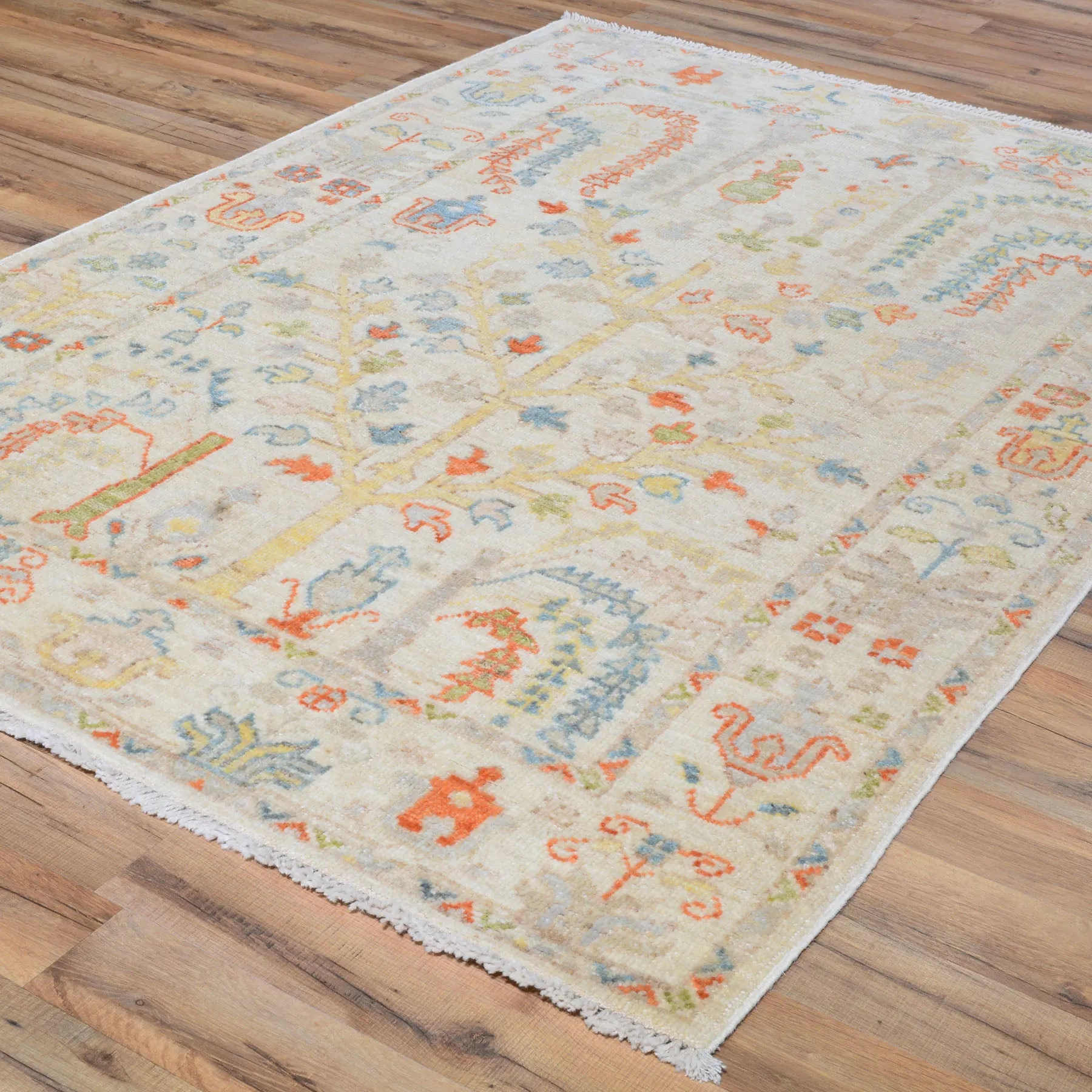 Hand-Knotted Oriental Peshawar Oushak Design Wool Handmade Rug (Size 4.2 X 6.0) Cwral-8139