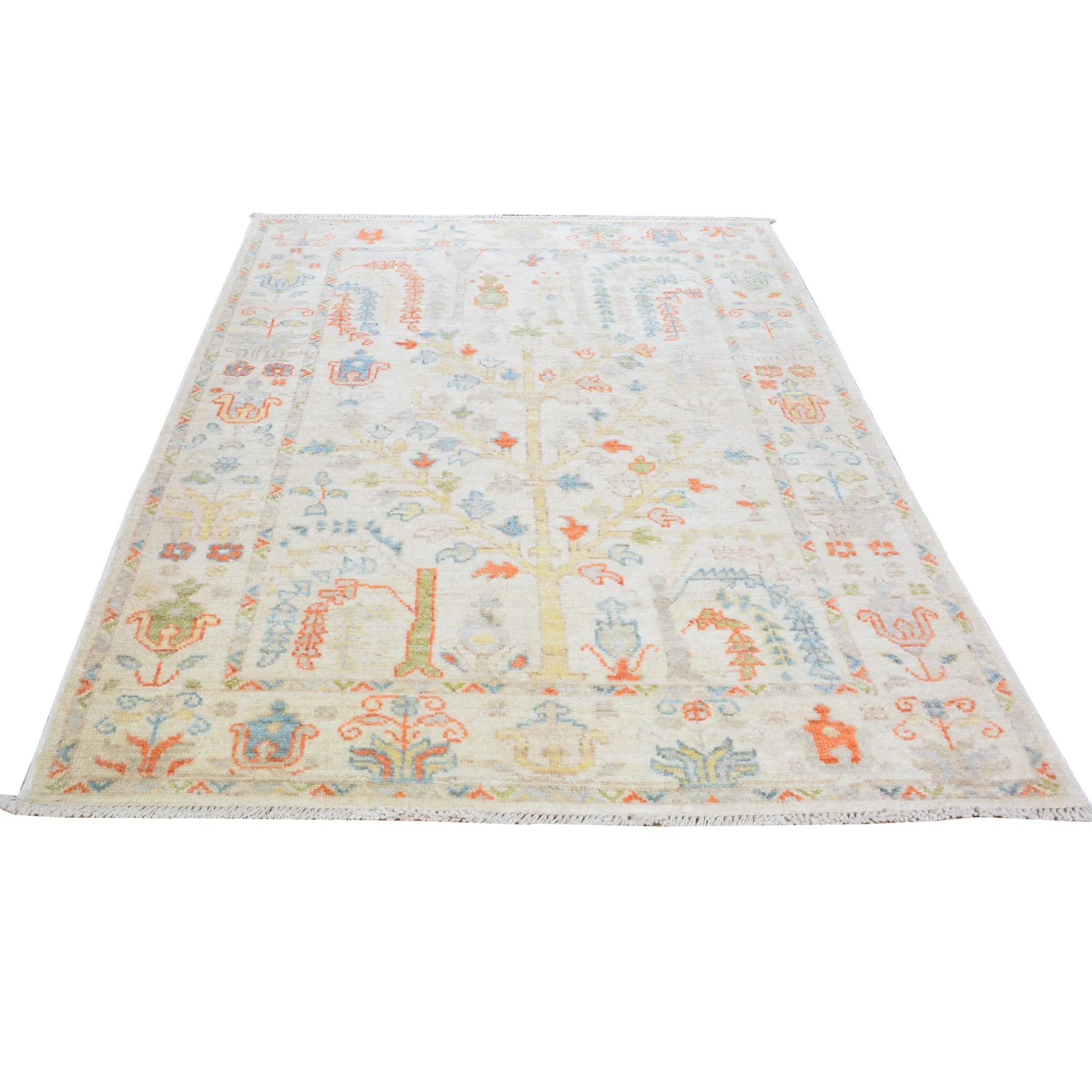 Hand-Knotted Oriental Peshawar Oushak Design Wool Handmade Rug (Size 4.2 X 6.0) Cwral-8139