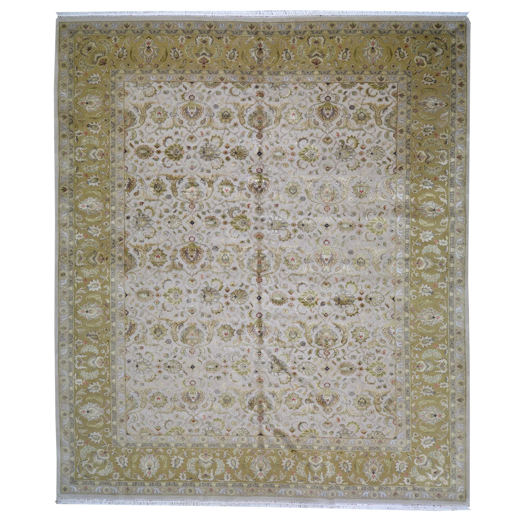 Hand-Knotted Oriental Traditional Design Handmade Silk and Wool Rug (Size 8.11 X 11.11) Cwral-10488