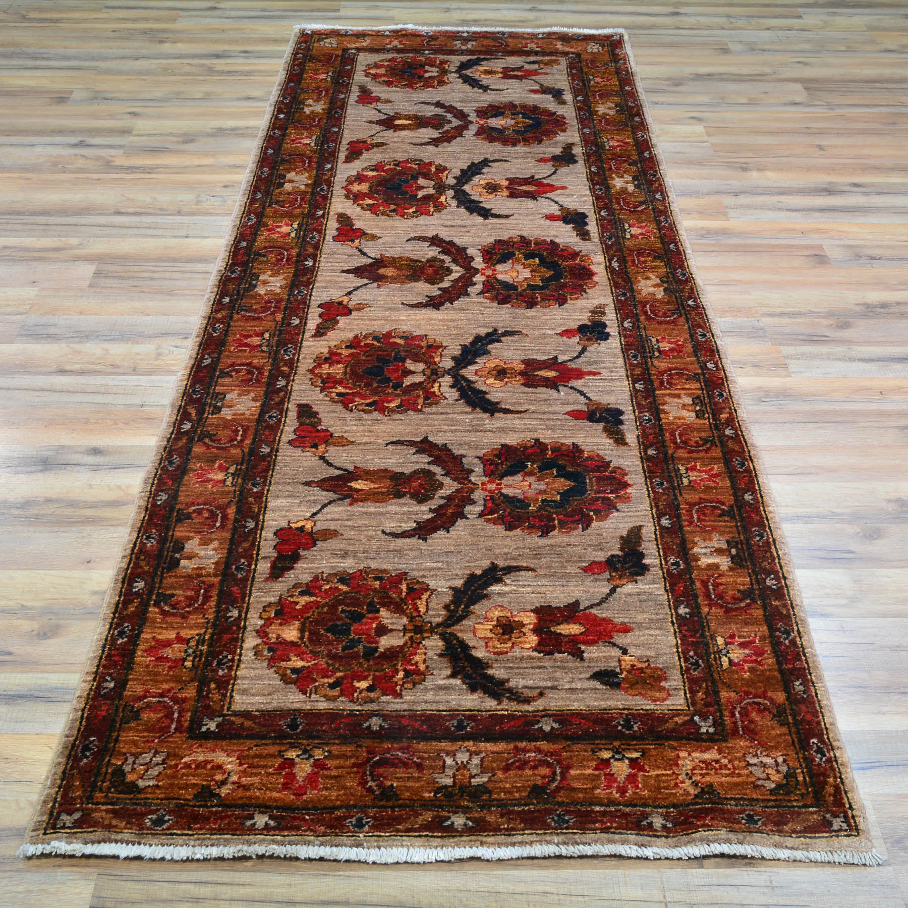 Hand-Knotted Oriental Tribal Chobi Oushak Design 100% Wool Rug (Size 3.0 X 8.8) Cwral-10476