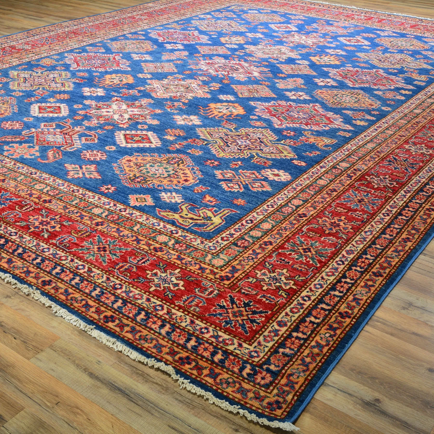 Hand-Knotted Oriental Tribal Kazak Design Handmade Wool Rug (Size 8.10 X 12.3) Cwral-8172