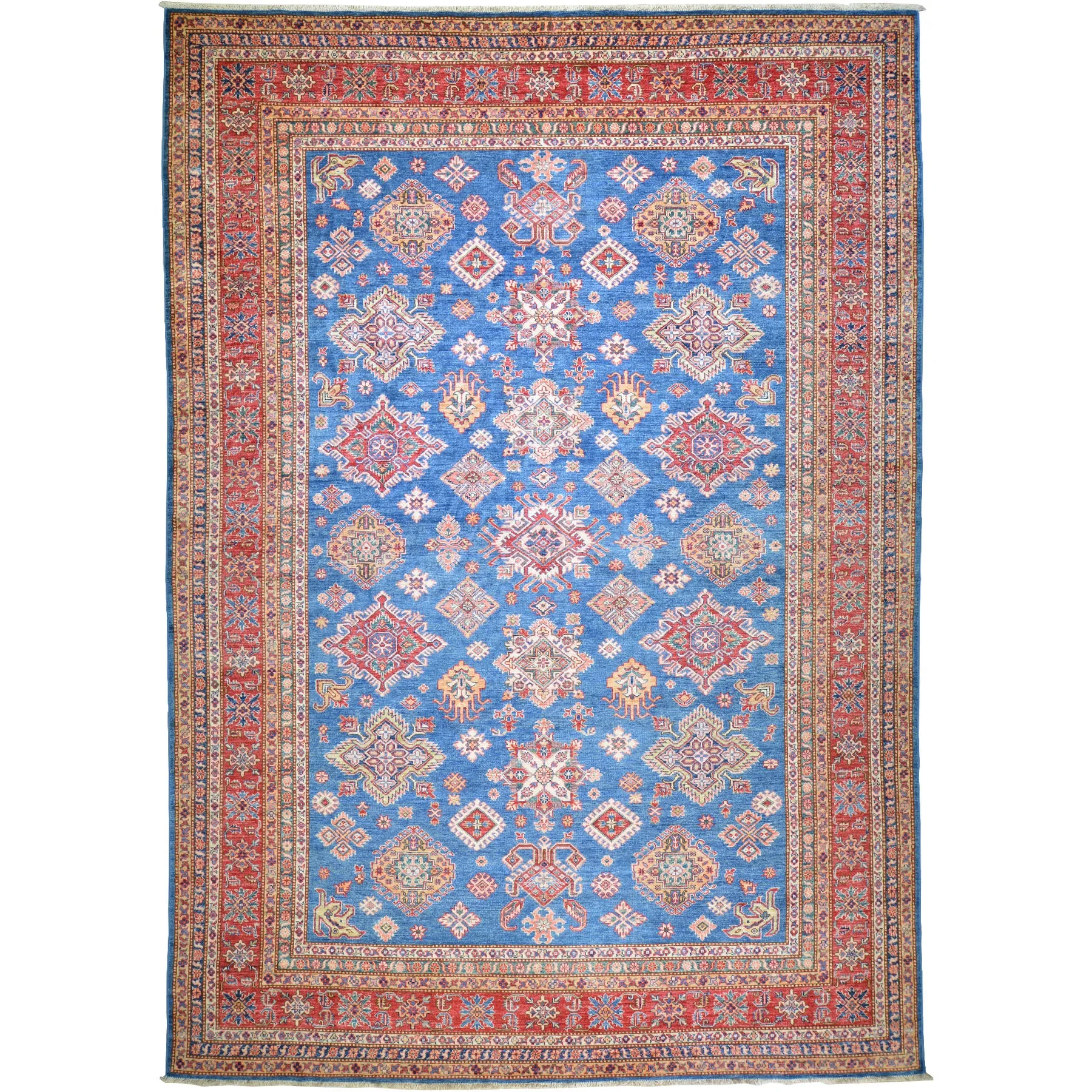 Hand-Knotted Oriental Tribal Kazak Design Handmade Wool Rug (Size 8.10 X 12.3) Cwral-8172