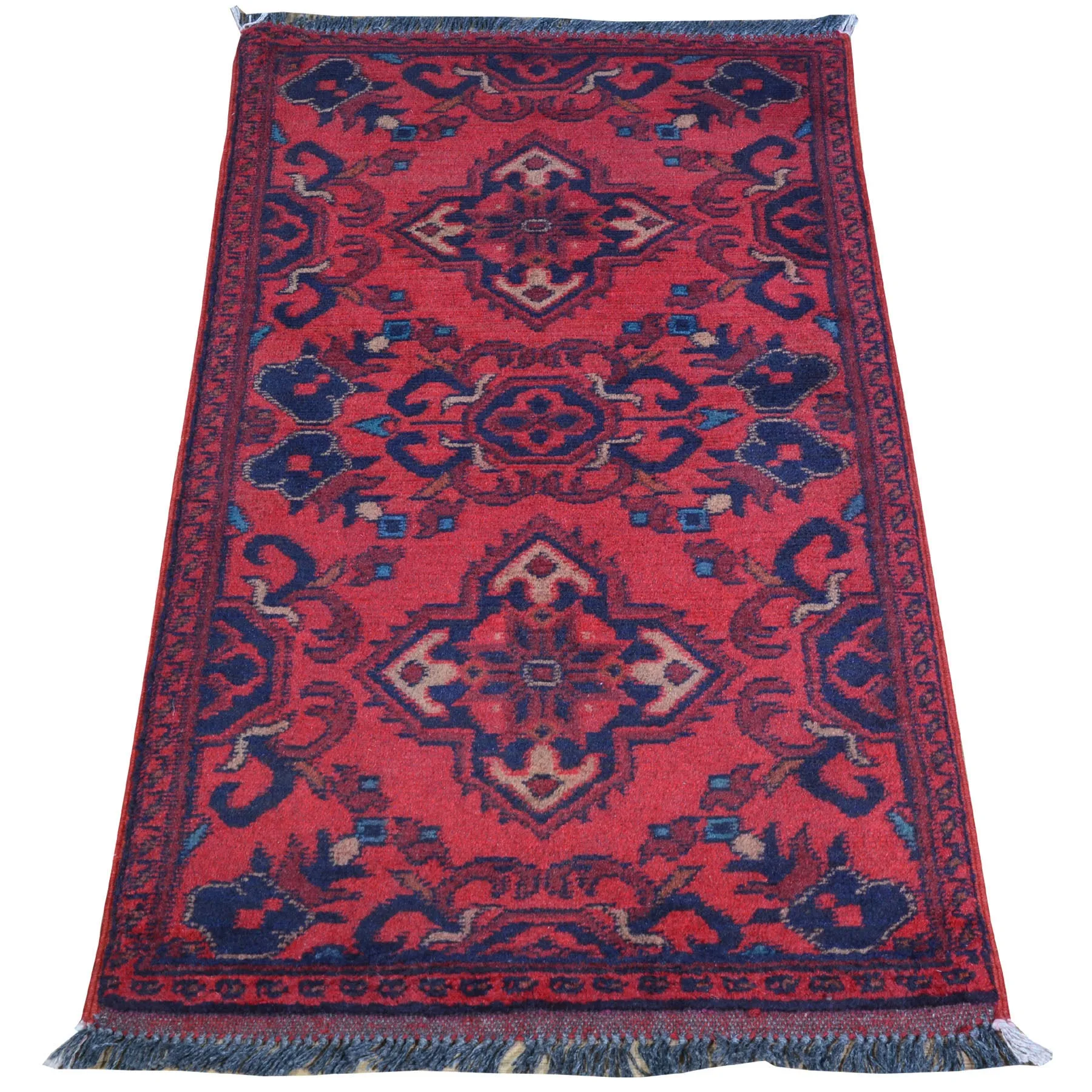 Hand-Knotted Oriental Turkoman Tribal Design Handmade Wool Rug (Size 1.9 X 3.6) Cwral-7971