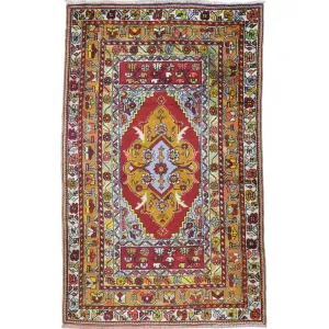 Hand-Knotted Oriental Vintage Turkish Kirsehir Handmade Wool Rug (Size 3.6 X 5.5) Cwral-9774