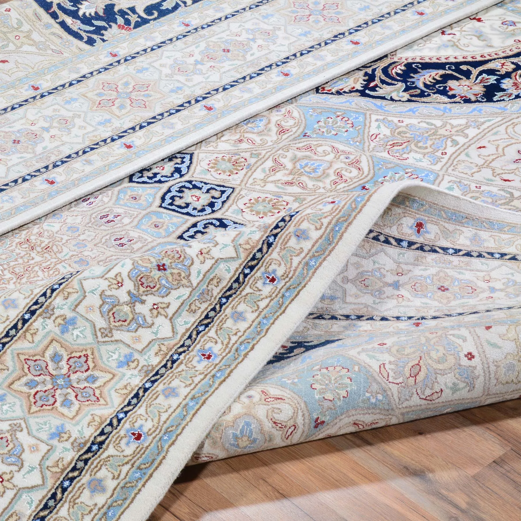Hand-Knotted Oriental Wool Silk Gumbad Design Handmade Rug (Size 9.0 X 12.1) Brral-5640