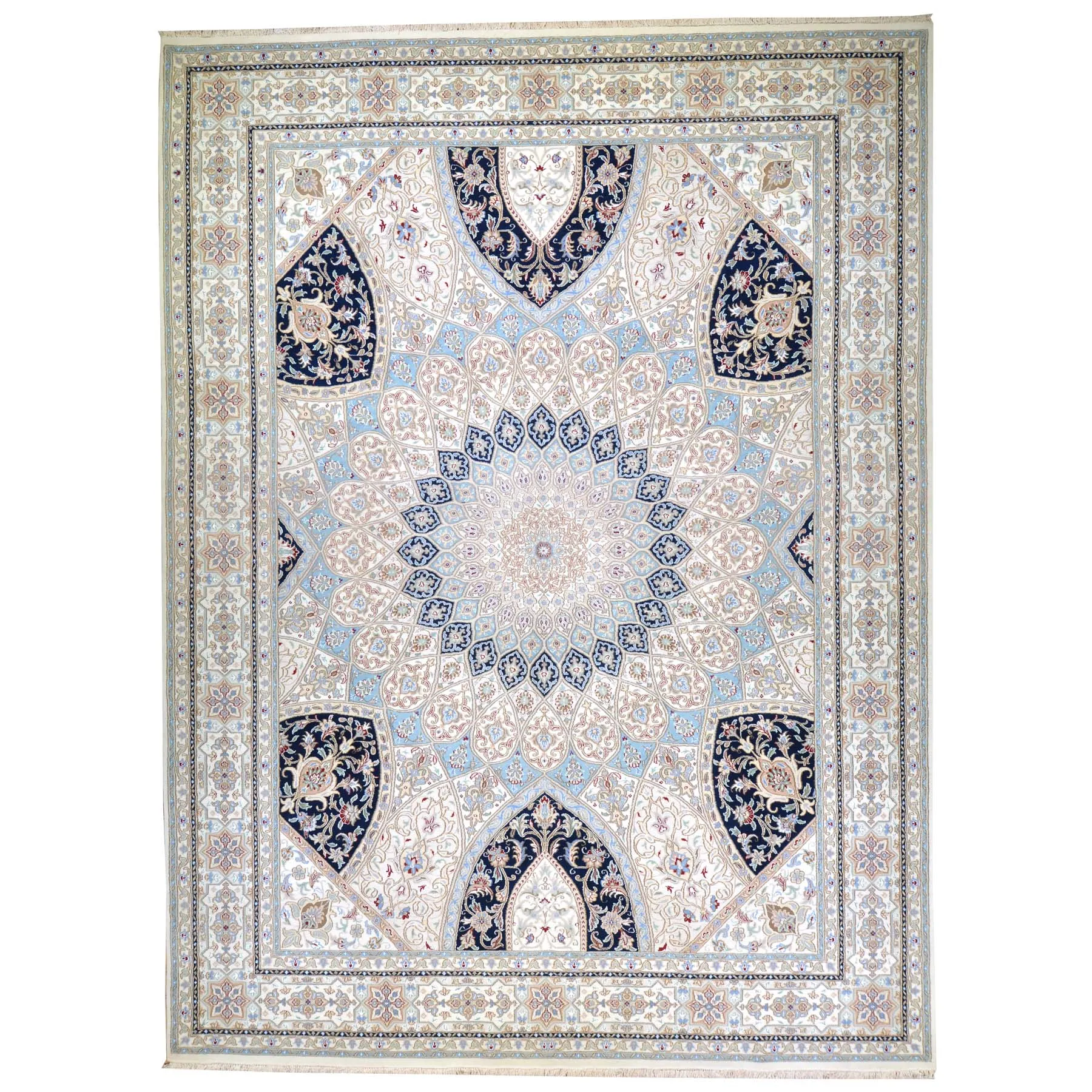 Hand-Knotted Oriental Wool Silk Gumbad Design Handmade Rug (Size 9.0 X 12.1) Brral-5640