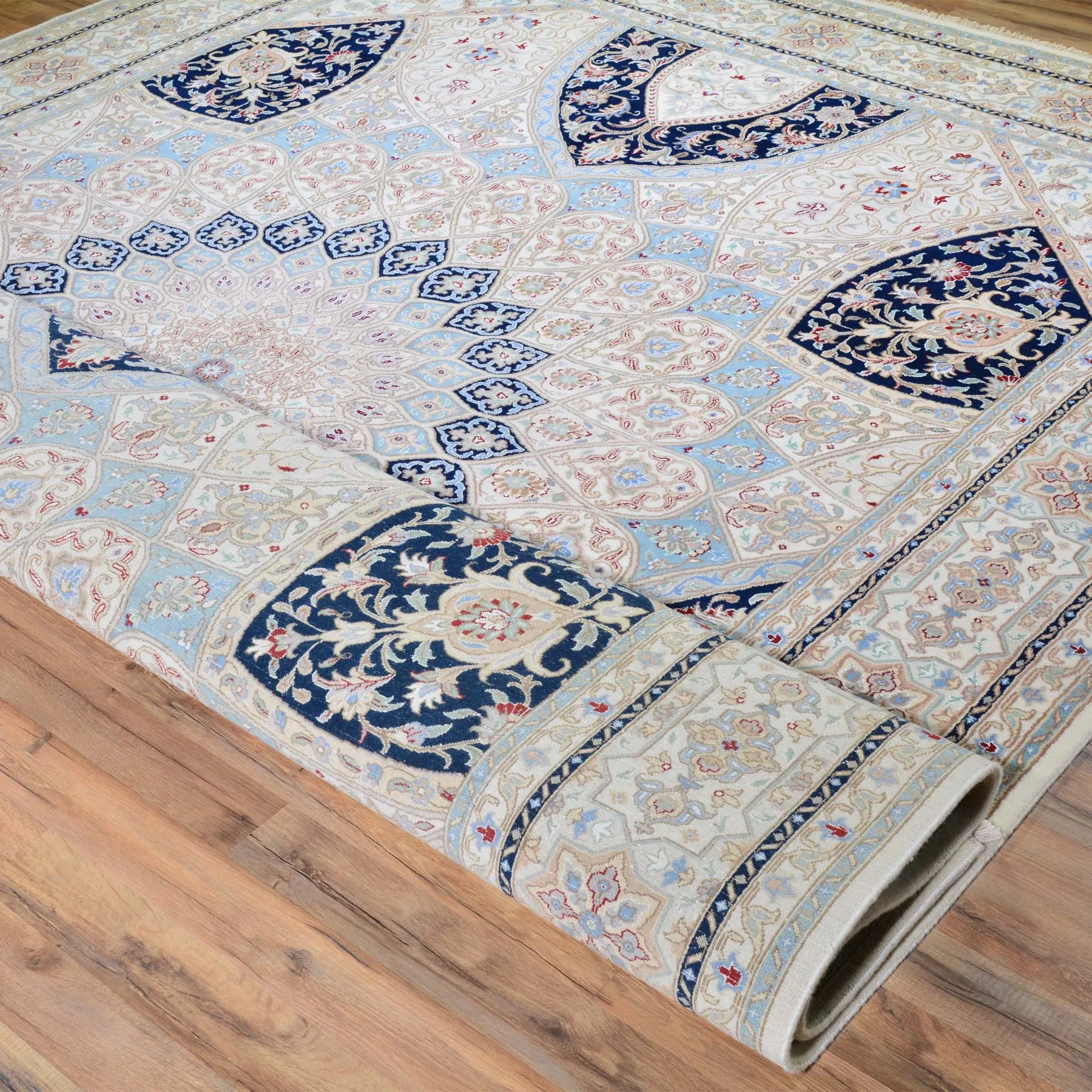 Hand-Knotted Oriental Wool Silk Gumbad Design Handmade Rug (Size 9.0 X 12.1) Brral-5640