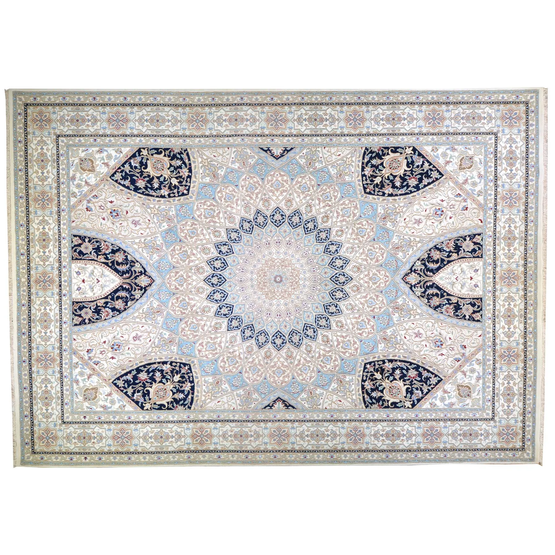 Hand-Knotted Oriental Wool Silk Gumbad Design Handmade Rug (Size 9.0 X 12.1) Brral-5640