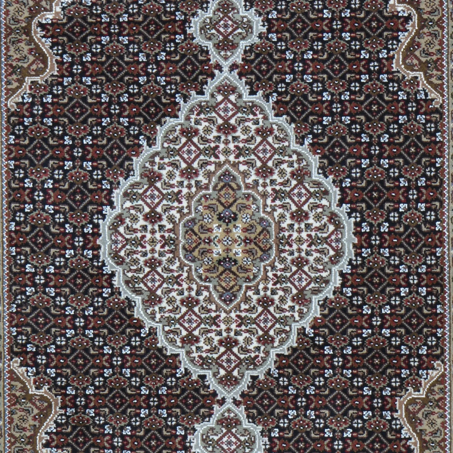 Hand-Knotted Oriental Wool Silk Indo Mahi Tabriz Rug (Size 4.0 X 6.0) Cwral-9087