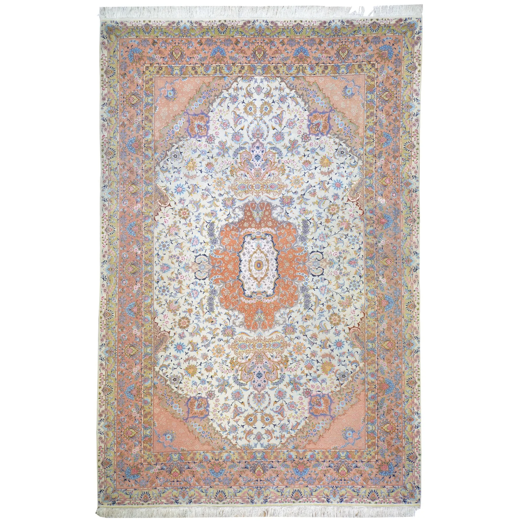 Hand Knotted Persian Isfahan Silk Handmade Rug (Size 6.6 X 9.10) Cwral-7980