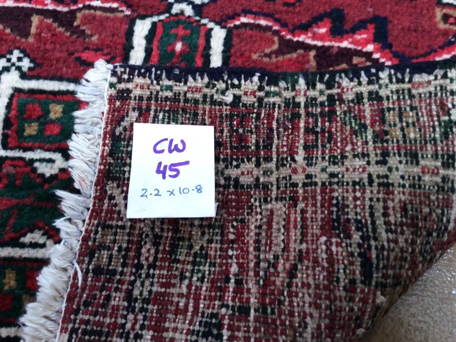 Hand-Knotted Persian Oriental Rug 100% Wool (Size 2.2 X 10.8) Brrsf-135