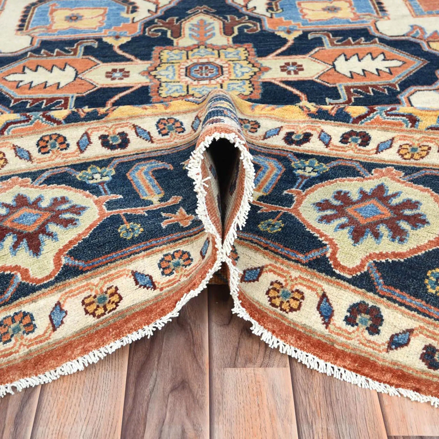 Hand-Knotted Peshawar Chobi Heriz Design Handmade Wool Rug (Size 8.1 X 10.0) Cwral-9369