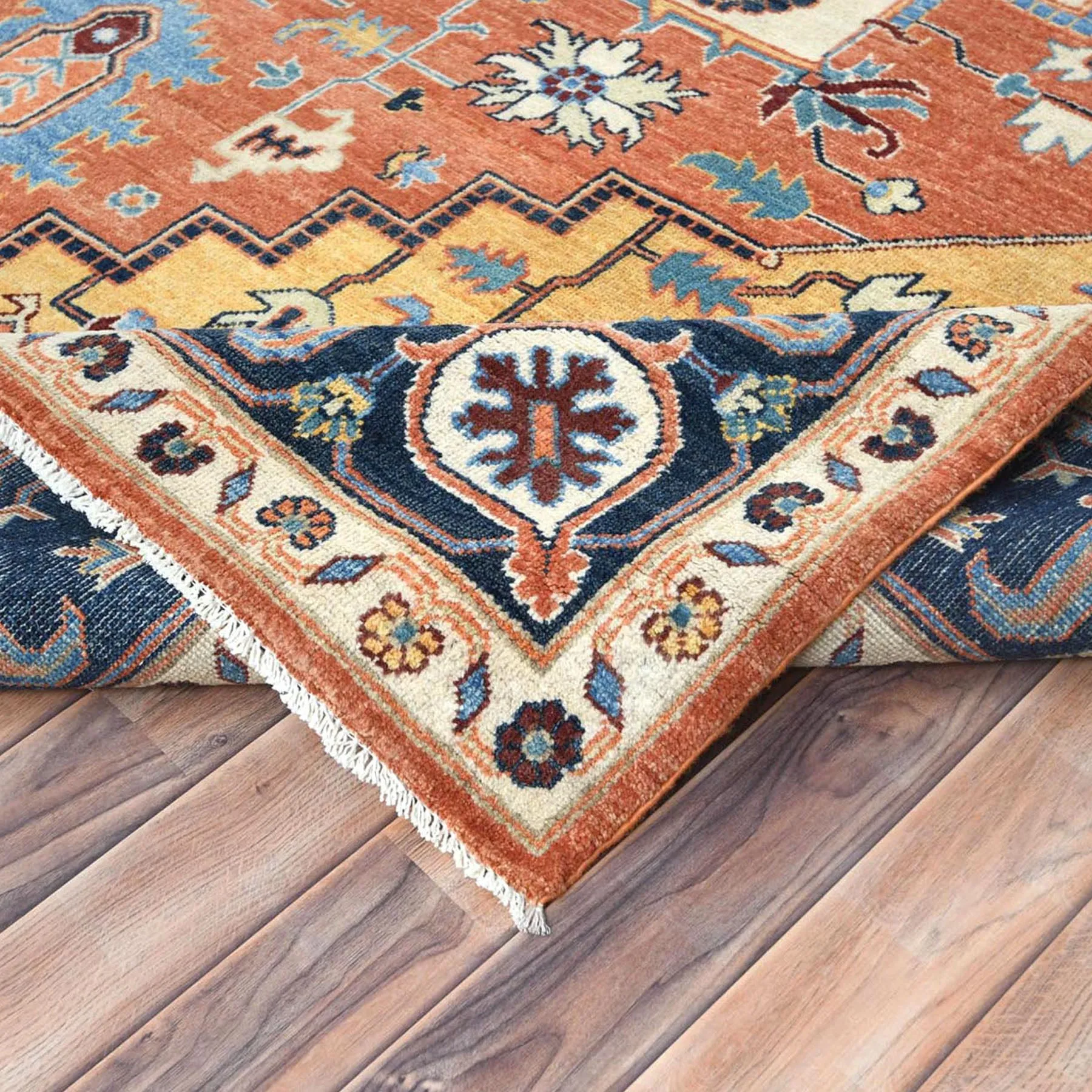 Hand-Knotted Peshawar Chobi Heriz Design Handmade Wool Rug (Size 8.1 X 10.0) Cwral-9369
