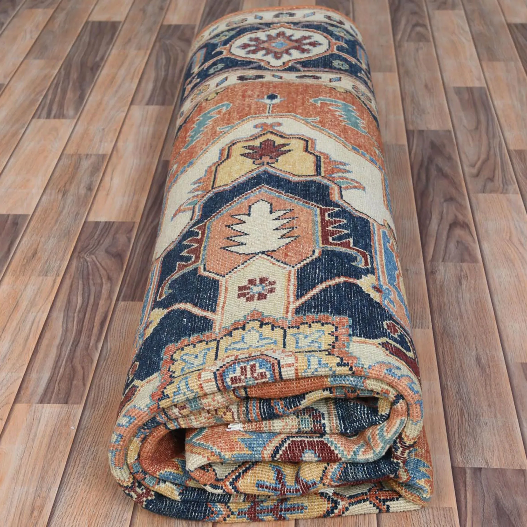 Hand-Knotted Peshawar Chobi Heriz Design Handmade Wool Rug (Size 8.1 X 10.0) Cwral-9369