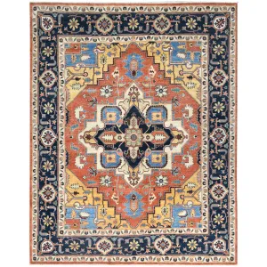 Hand-Knotted Peshawar Chobi Heriz Design Handmade Wool Rug (Size 8.1 X 10.0) Cwral-9369