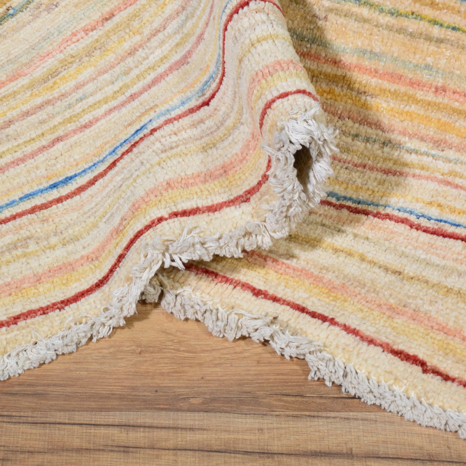 Hand-Knotted Peshawar Gabbeh Modern Design Handmade Wool Rug (Size 3.4 X 4.11) Brral-4710