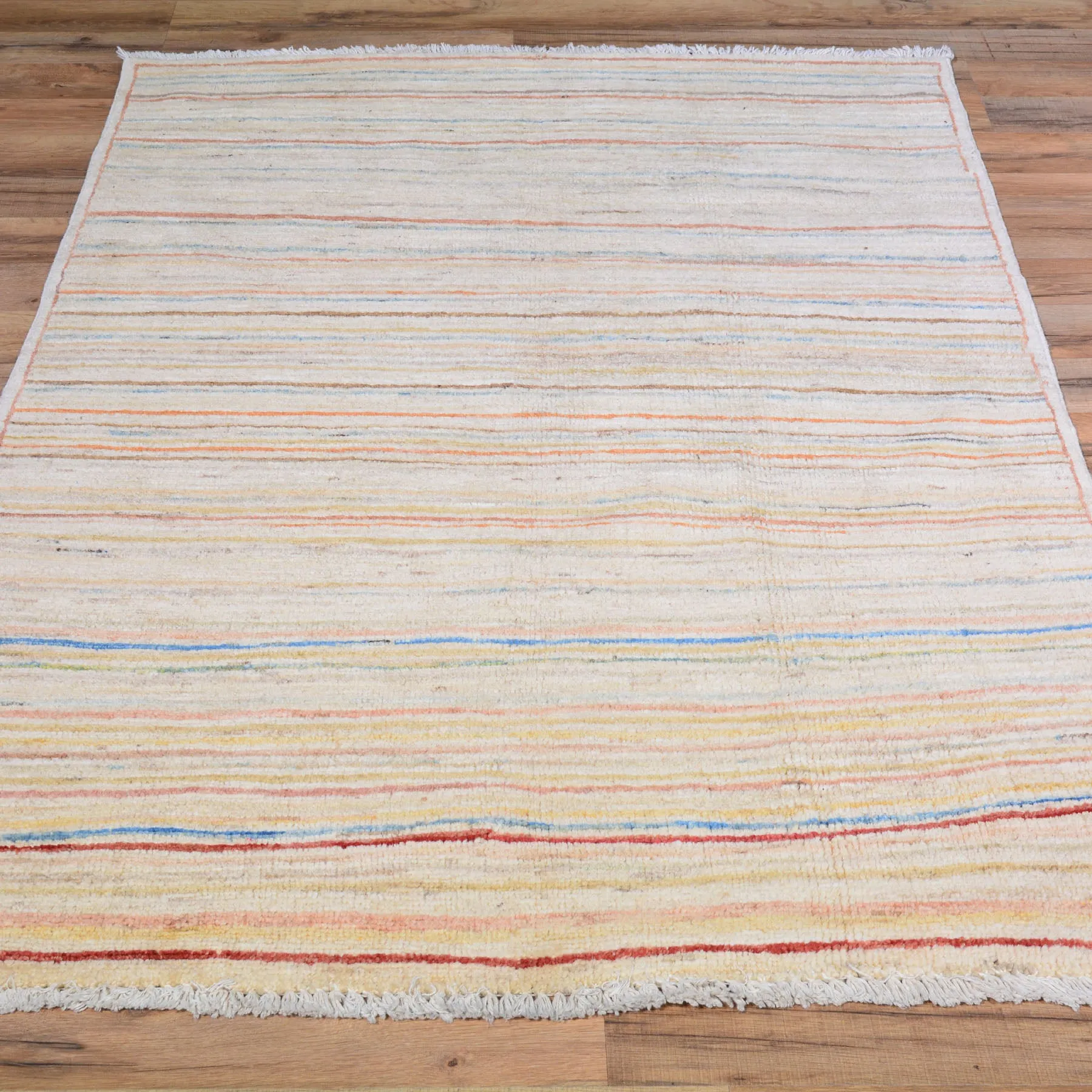 Hand-Knotted Peshawar Gabbeh Modern Design Handmade Wool Rug (Size 3.4 X 4.11) Brral-4710