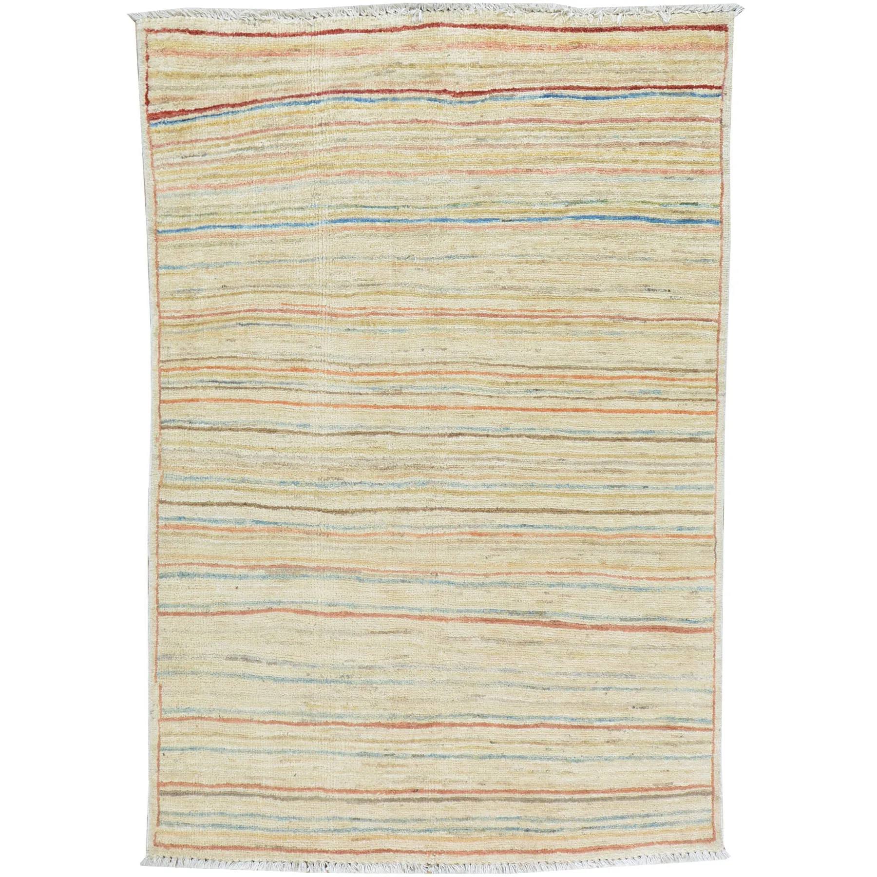 Hand-Knotted Peshawar Gabbeh Modern Design Handmade Wool Rug (Size 3.4 X 4.11) Brral-4710