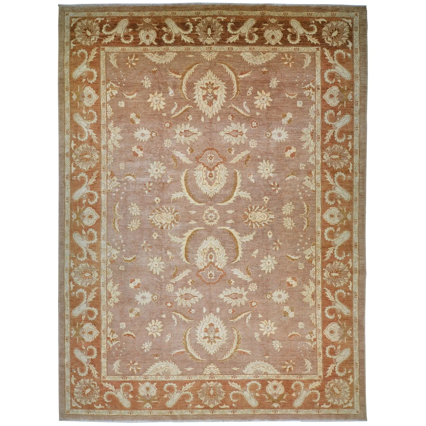 Hand-Knotted Peshawar Oushak Design Wool Rug (Size 10.2 X 13.8) Brral-4230