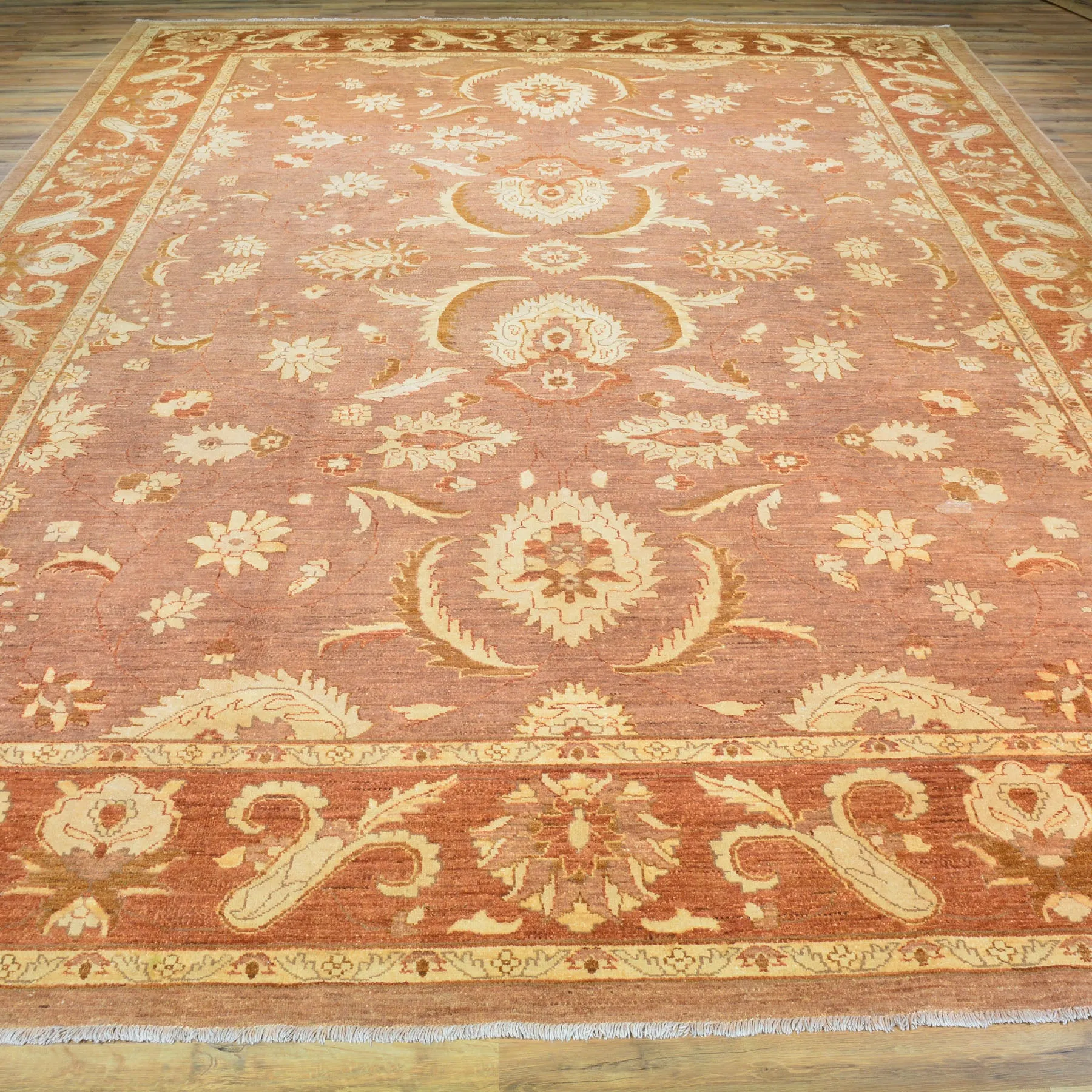 Hand-Knotted Peshawar Oushak Design Wool Rug (Size 10.2 X 13.8) Brral-4230