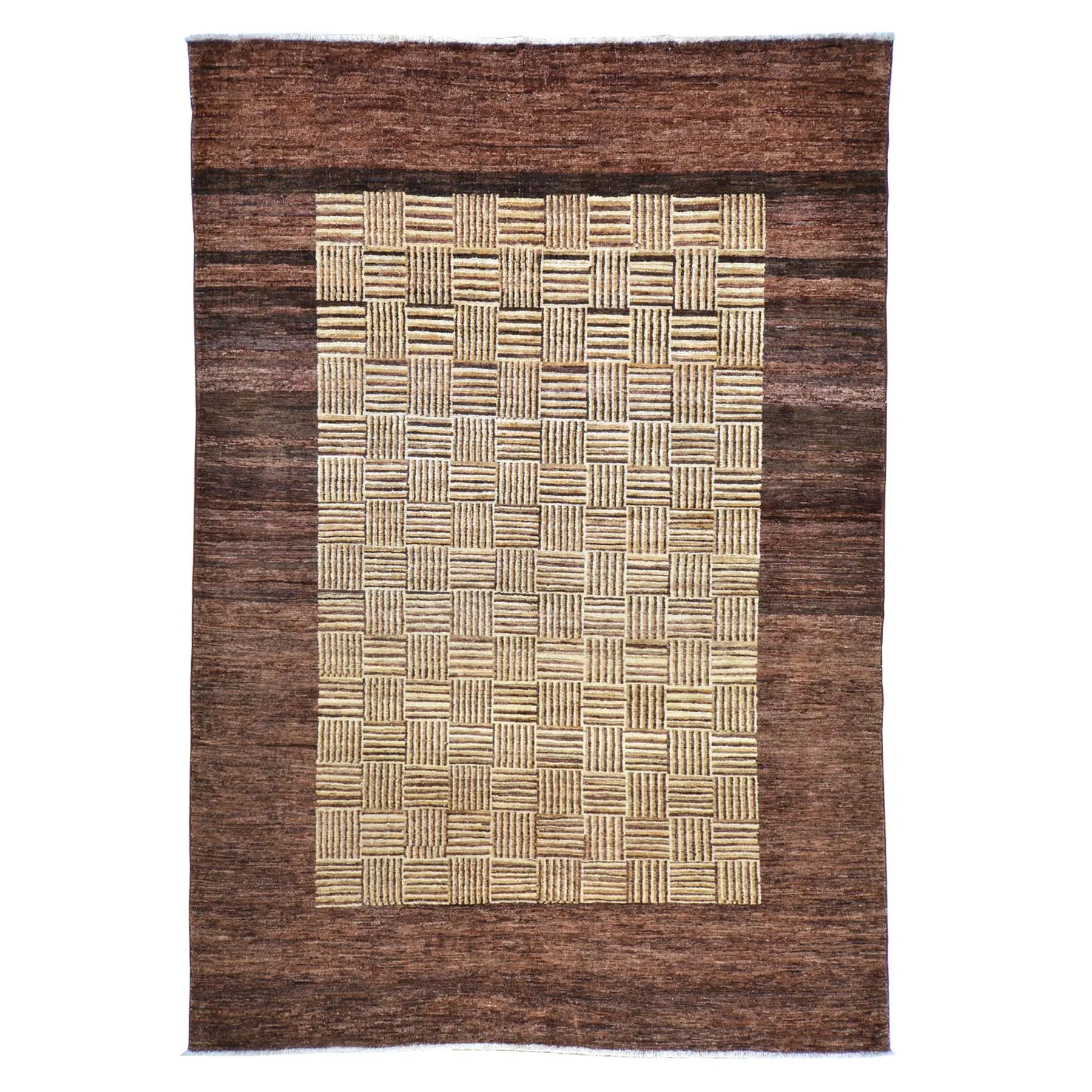 Hand-Knotted Peshawar Tribal Gabbeh Design Wool Rug (Size 5.11 X 8.7) Brral-909