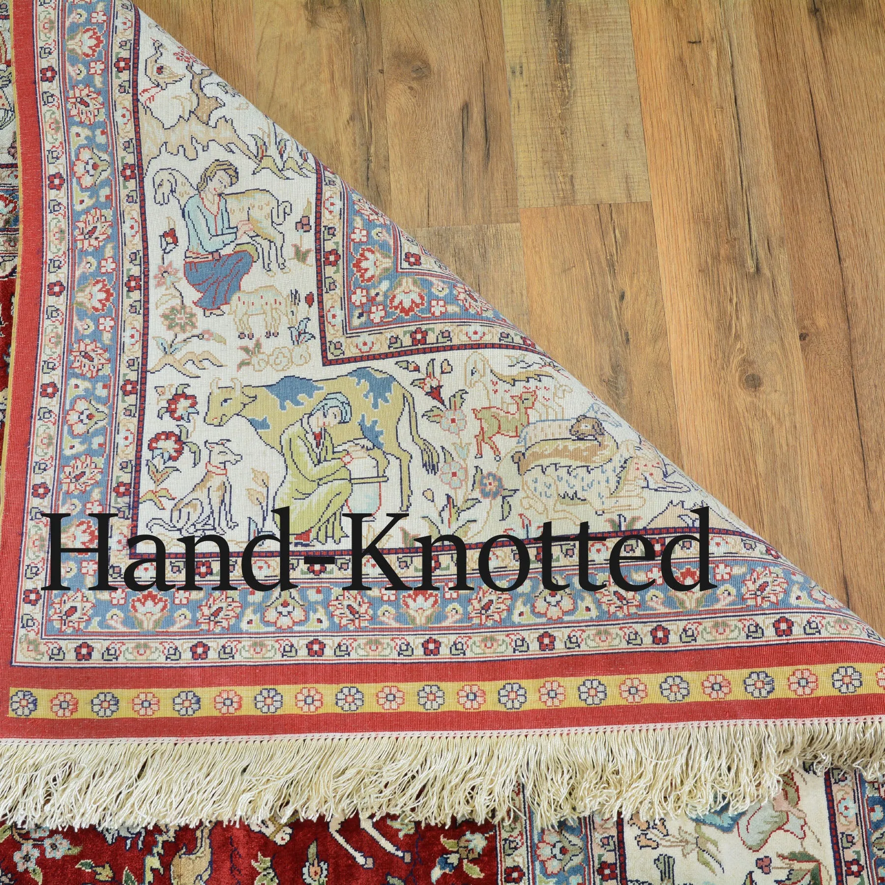 Hand Knotted pictorial Design Silk Handmade Rug (Size 5.7 X 8.1) Cwral-6810