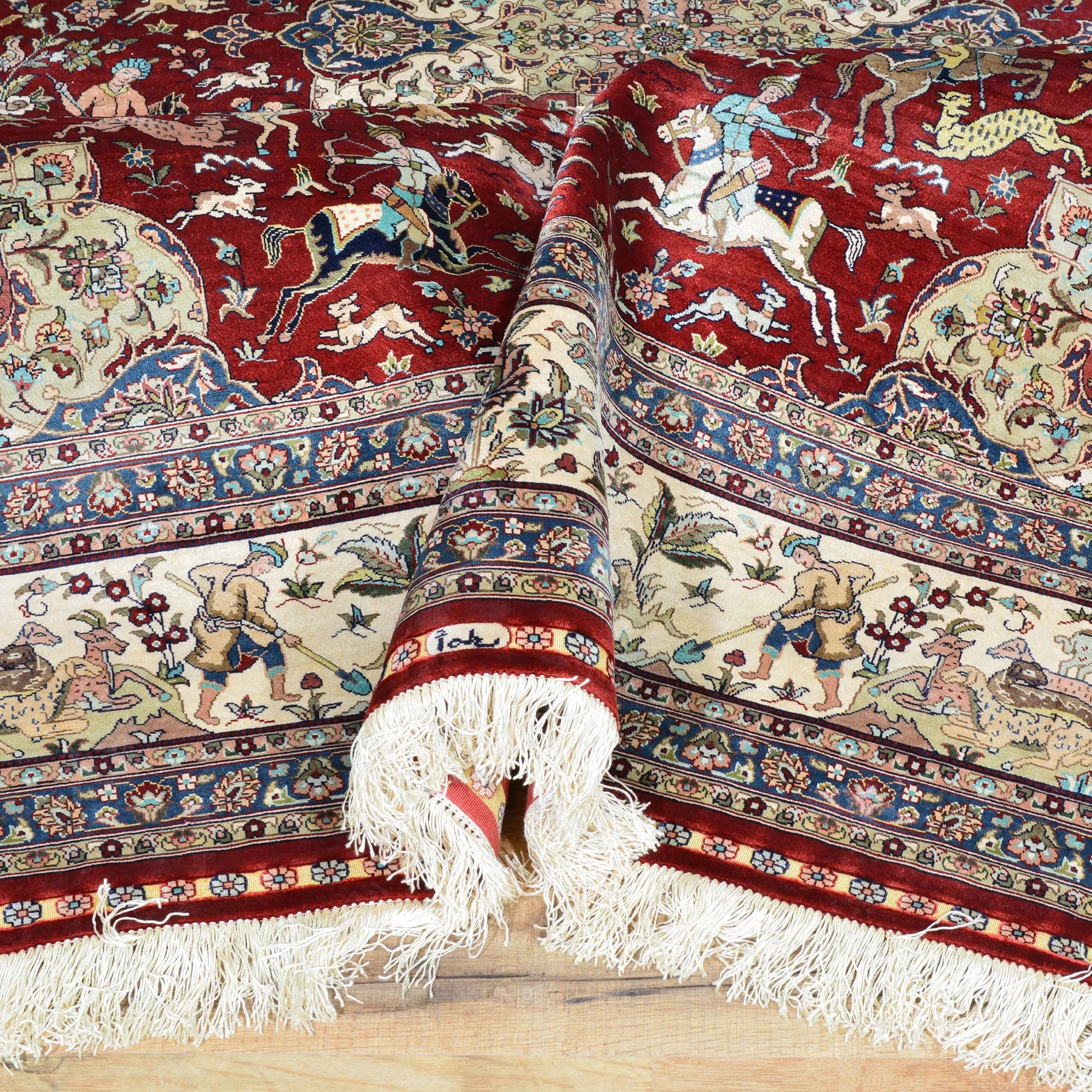 Hand Knotted pictorial Design Silk Handmade Rug (Size 5.7 X 8.1) Cwral-6810