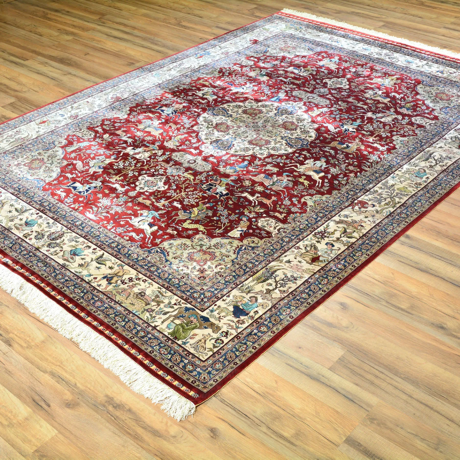 Hand Knotted pictorial Design Silk Handmade Rug (Size 5.7 X 8.1) Cwral-6810