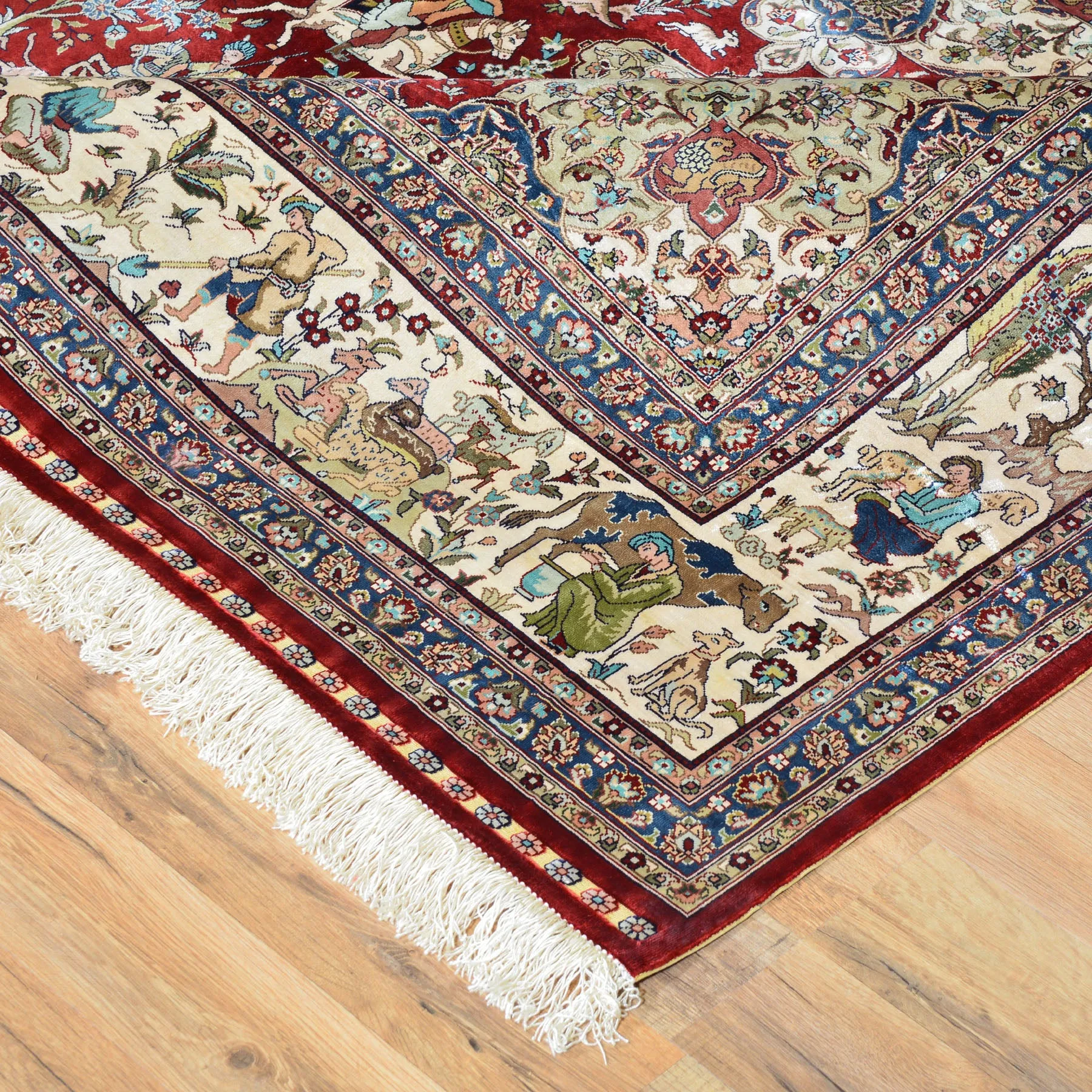 Hand Knotted pictorial Design Silk Handmade Rug (Size 5.7 X 8.1) Cwral-6810