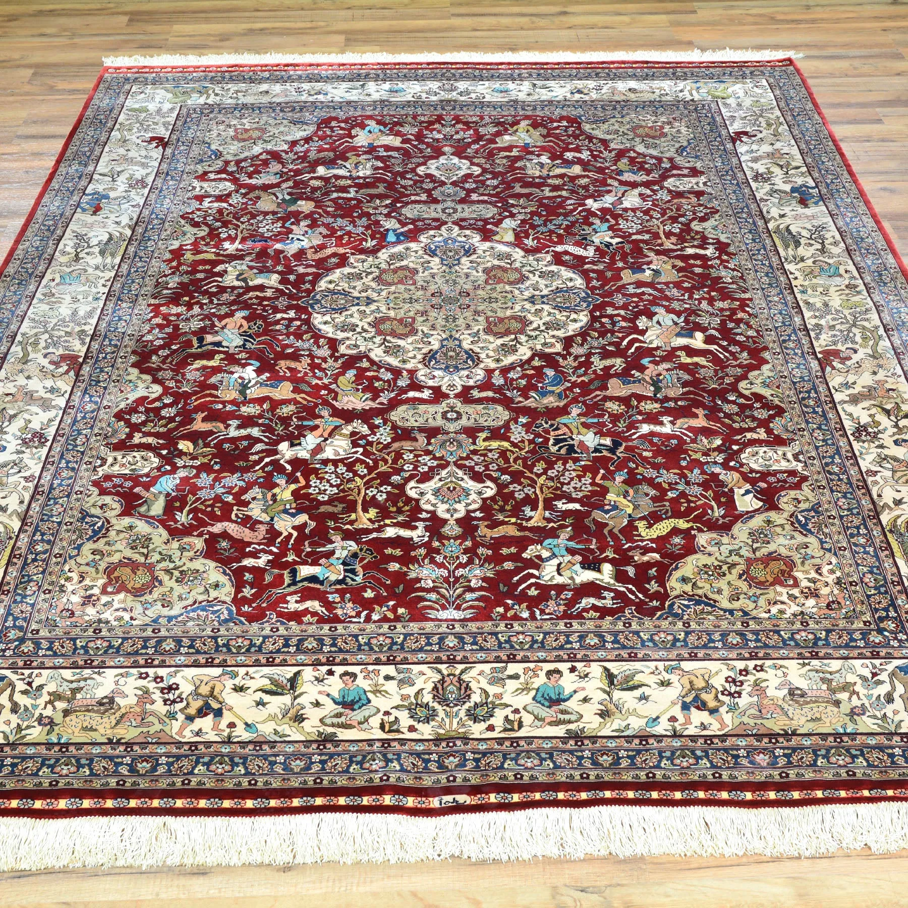 Hand Knotted pictorial Design Silk Handmade Rug (Size 5.7 X 8.1) Cwral-6810