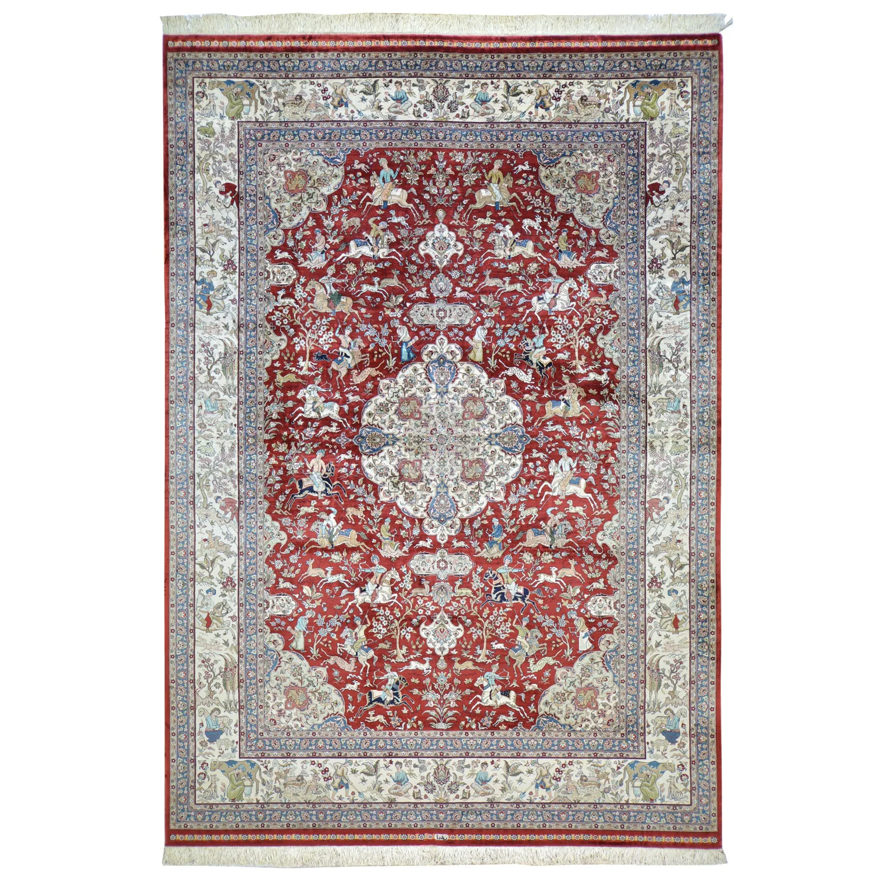 Hand Knotted pictorial Design Silk Handmade Rug (Size 5.7 X 8.1) Cwral-6810