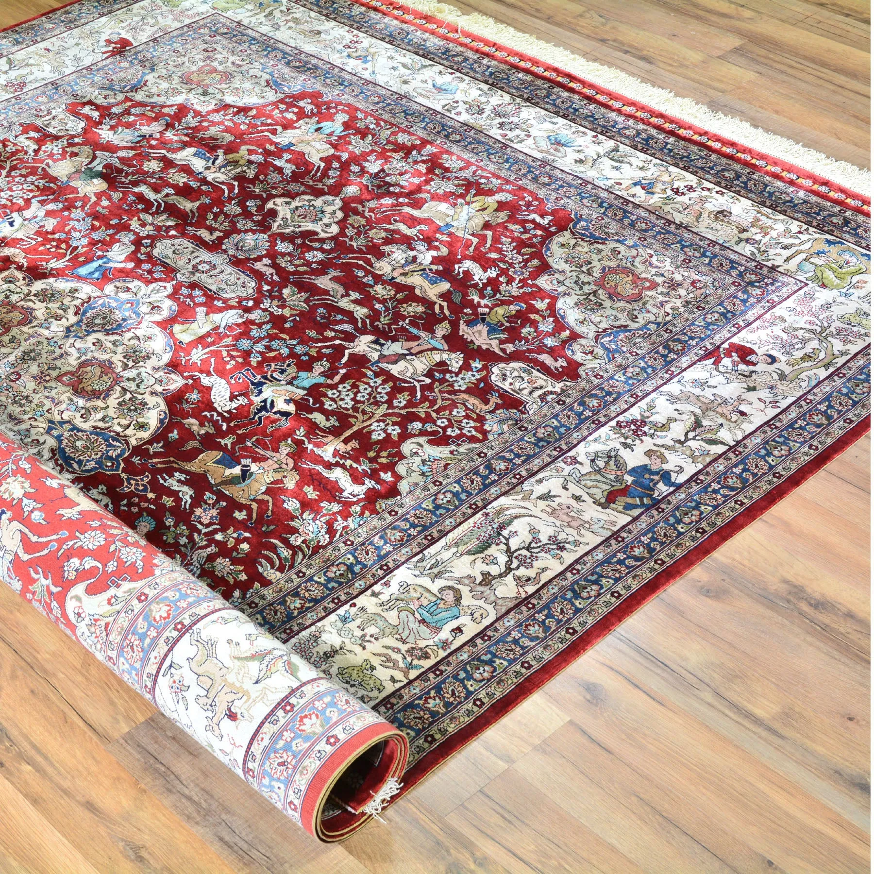 Hand Knotted pictorial Design Silk Handmade Rug (Size 5.7 X 8.1) Cwral-6810