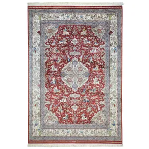 Hand Knotted pictorial Design Silk Handmade Rug (Size 5.7 X 8.1) Cwral-6810